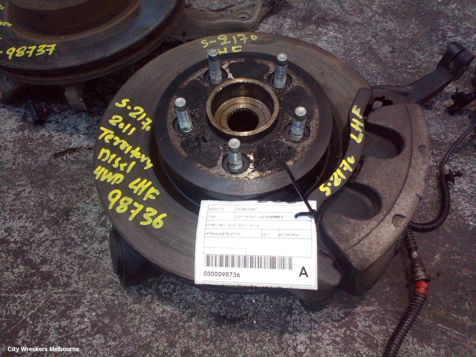 FORD TERRITORY LEFT FRONT HUB ASSEMBLY, SZ MKI-MKII, AWD, 04/2011 - 12/2016