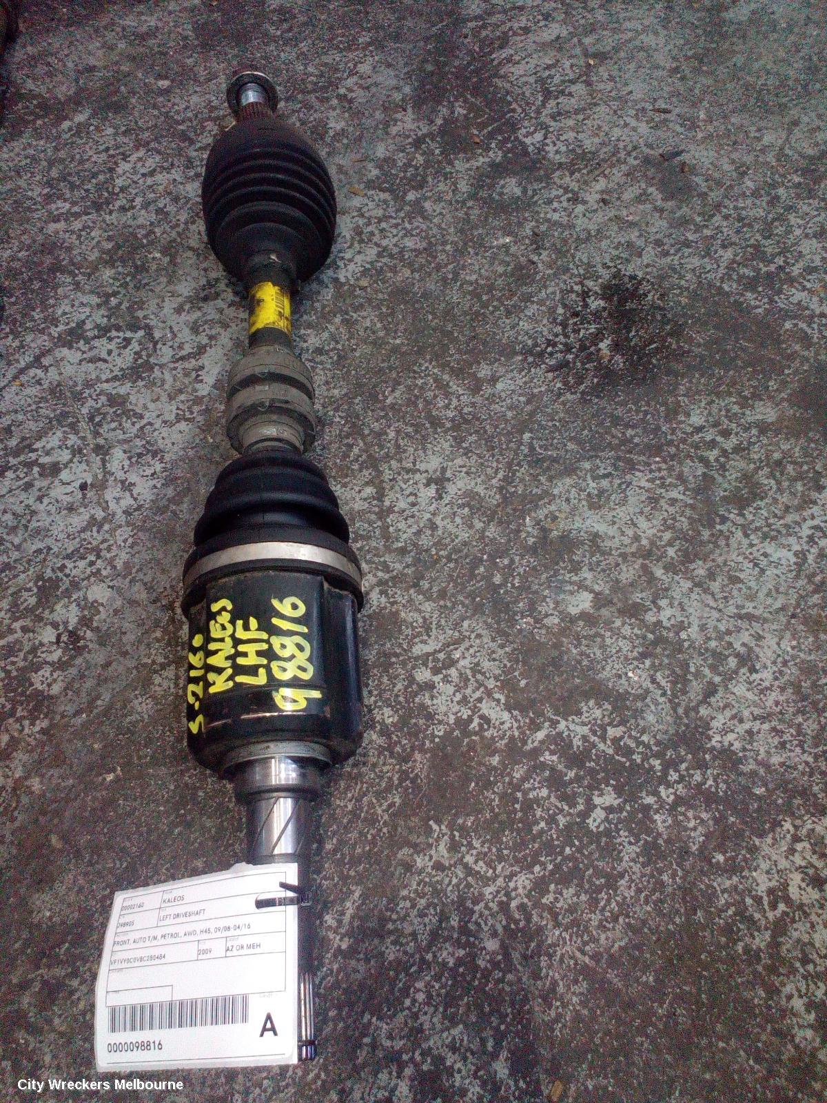 RENAULT KALEOS LEFT DRIVESHAFT, FRONT, AUTO T/M, PETROL, AWD, H45, 09/2008 - 04/2016