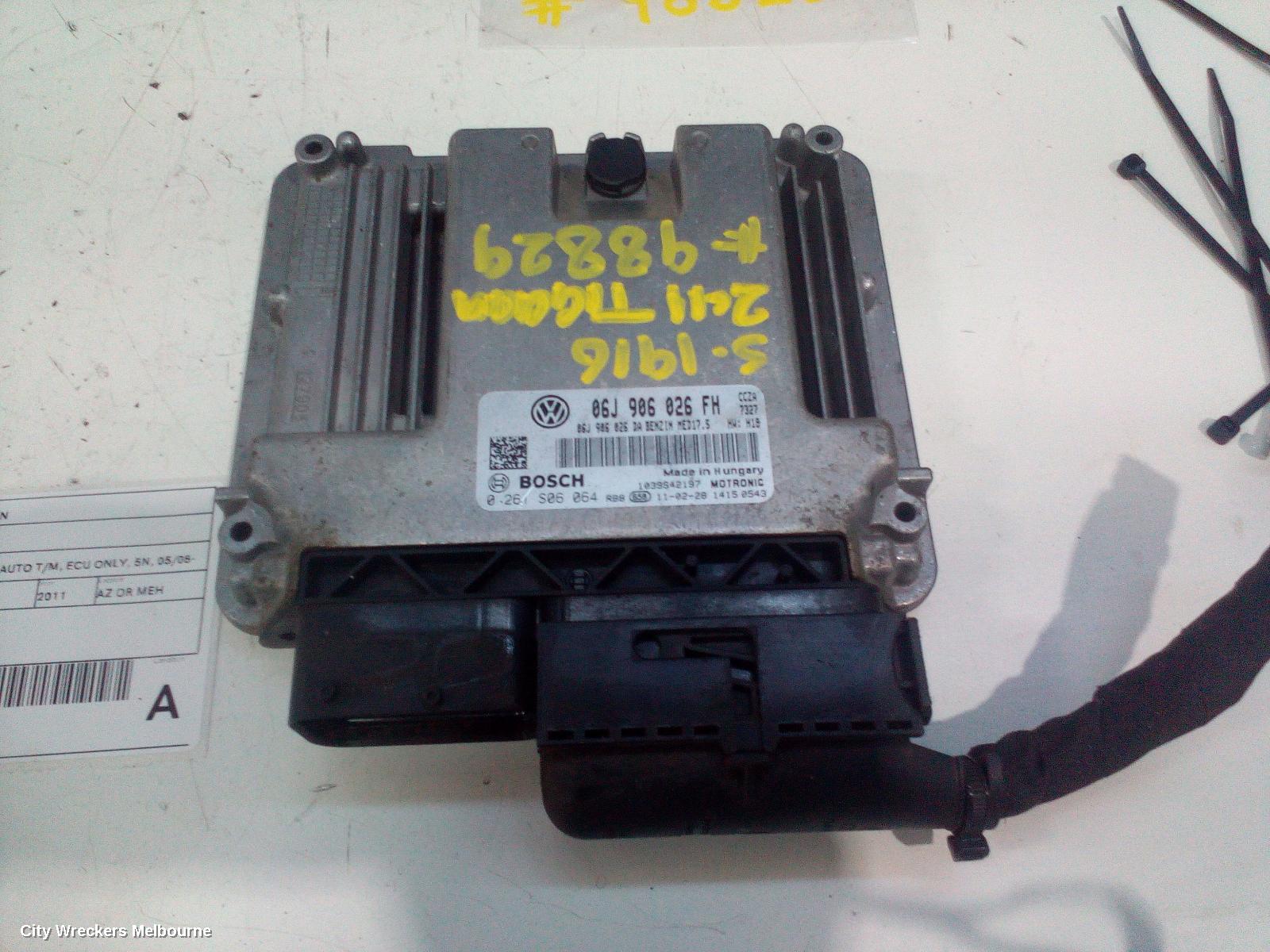 VOLKSWAGEN TIGUAN ECU, ENGINE ECU, PETROL, 2.0, AUTO T/M, ECU ONLY, 5N, 05/2008 - 08/2016