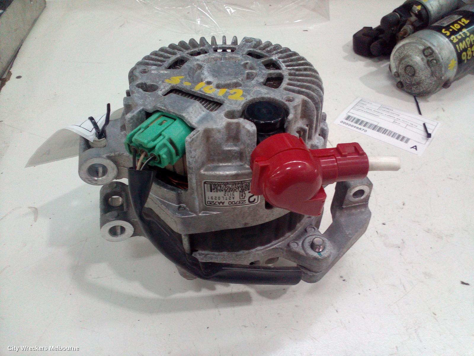 SUBARU IMPREZA ALTERNATOR, PETROL, 2.0, FB20, G4, 12/2011 - 10/2016