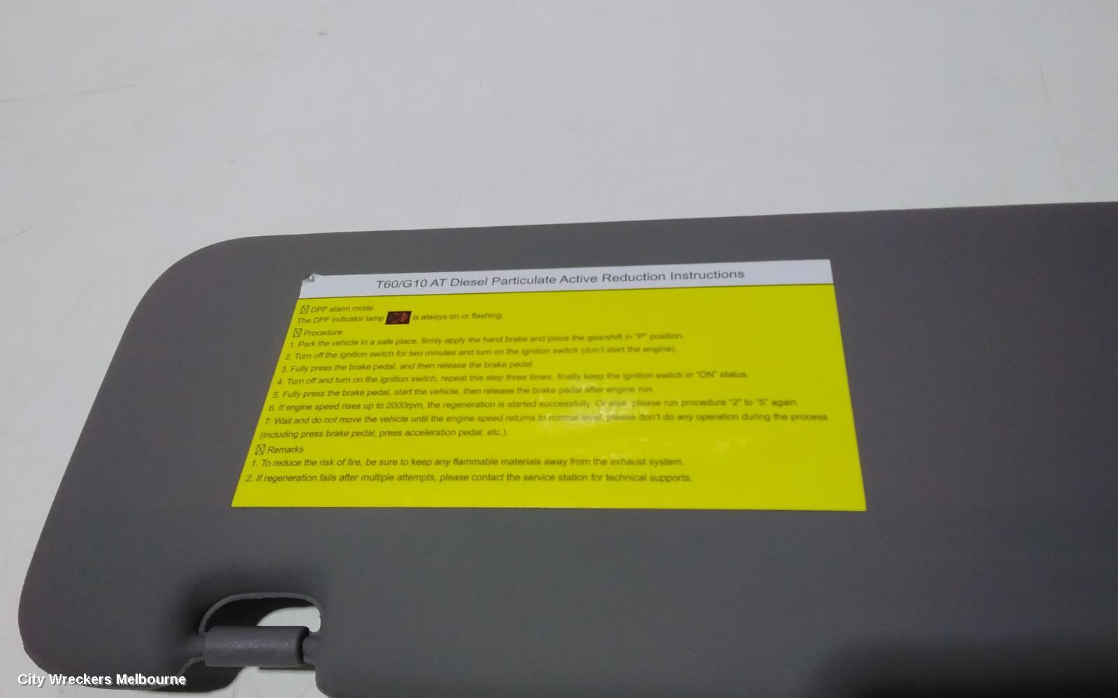 LDV G10 SUNVISOR, SV7C, RH SIDE, NON MIRROR TYPE, VAN, 04/2015 ONWARDS