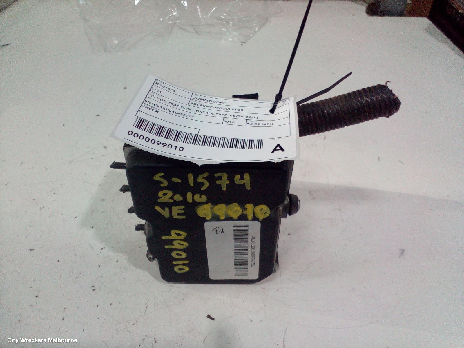 HOLDEN COMMODORE ABS PUMP/MODULATOR, VE, NON TRACTION CONTROL TYPE, 08/2006 - 04/2013