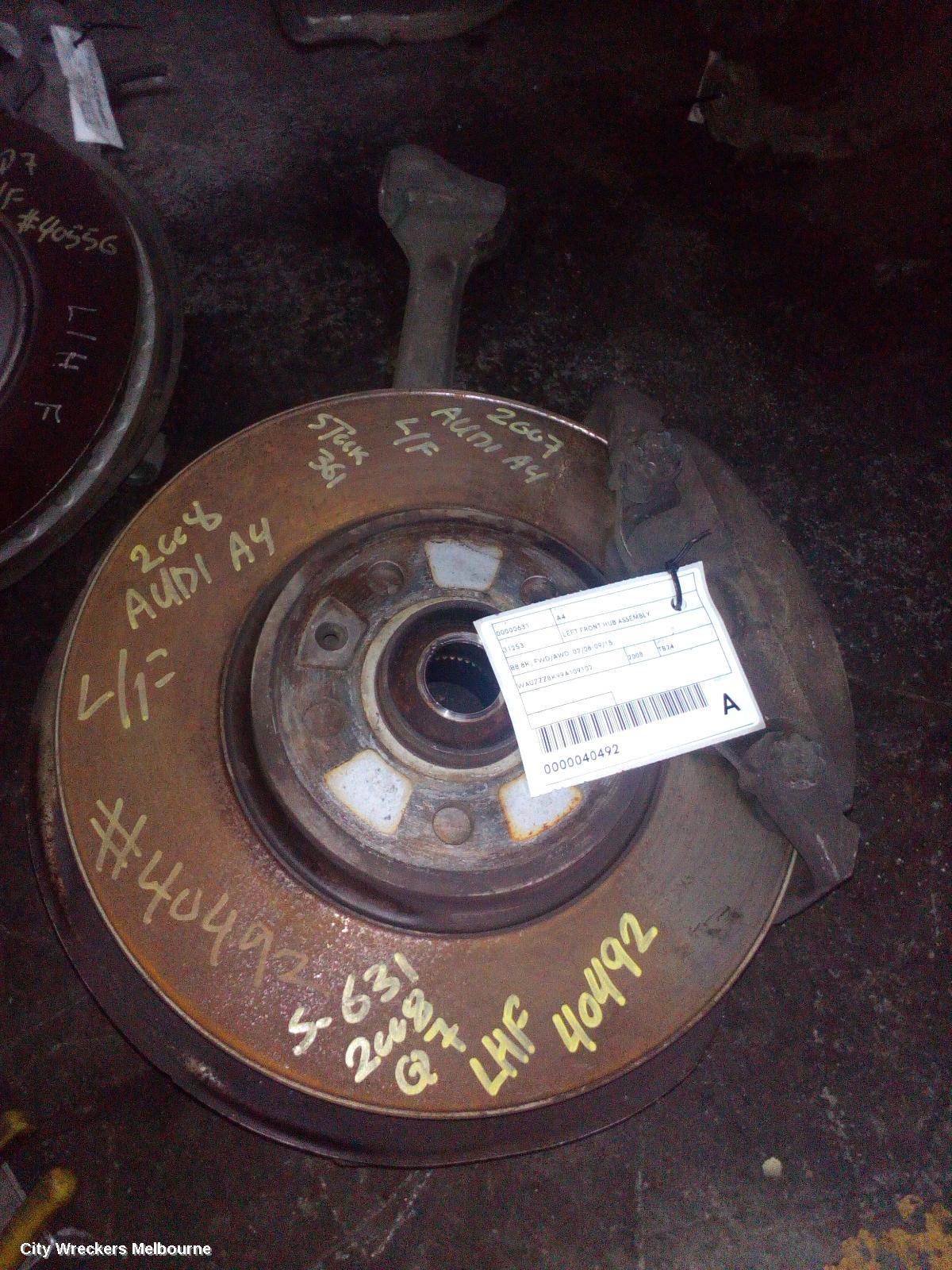 AUDI A4 LEFT FRONT HUB ASSEMBLY, B8 8K, FWD/AWD, 02/2008 - 09/2015