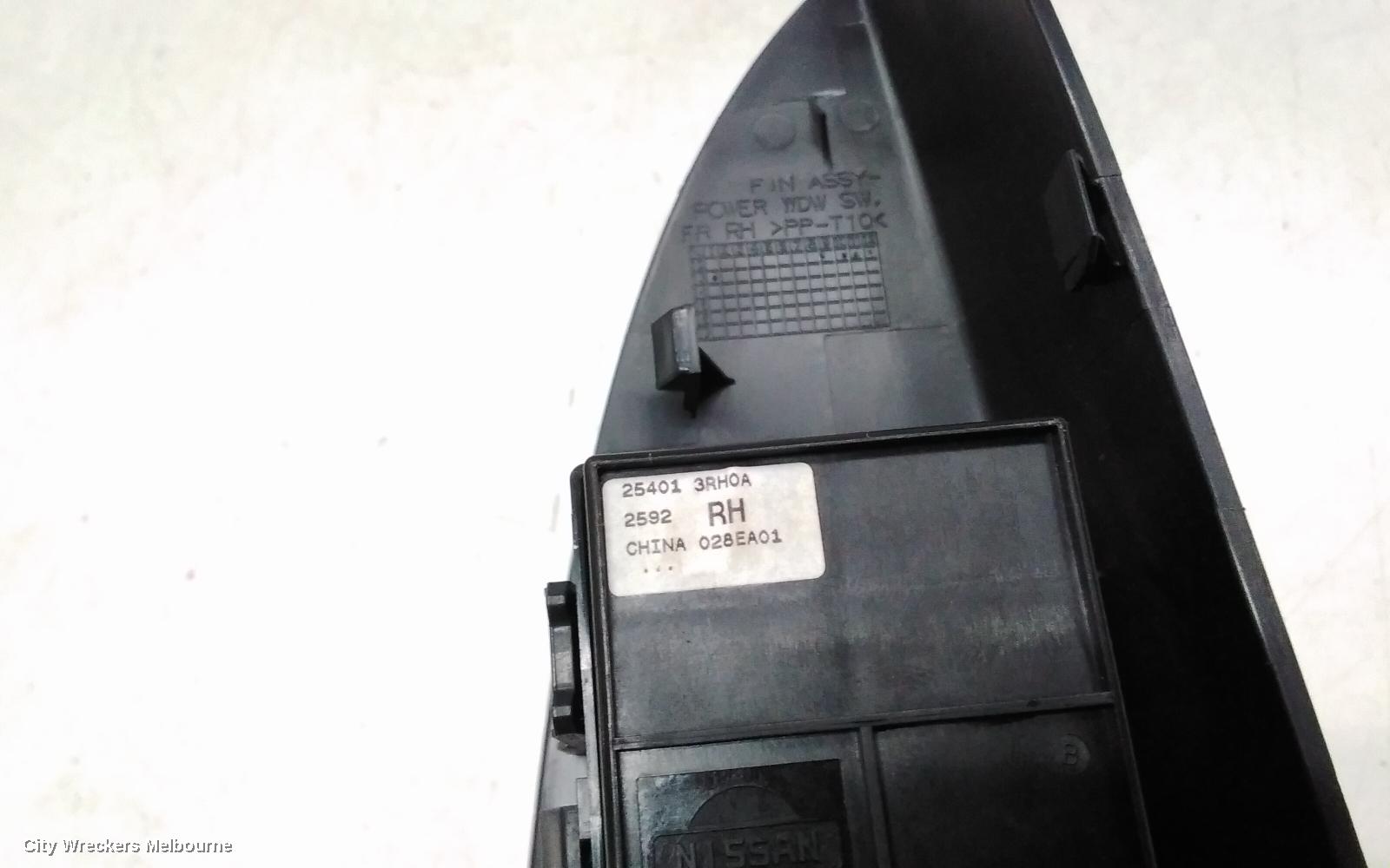 NISSAN PULSAR PWR DR WIND SWITCH, RH FRONT (MASTER SWITCH), SEDAN, B17, 12/2012 - 12/2017
