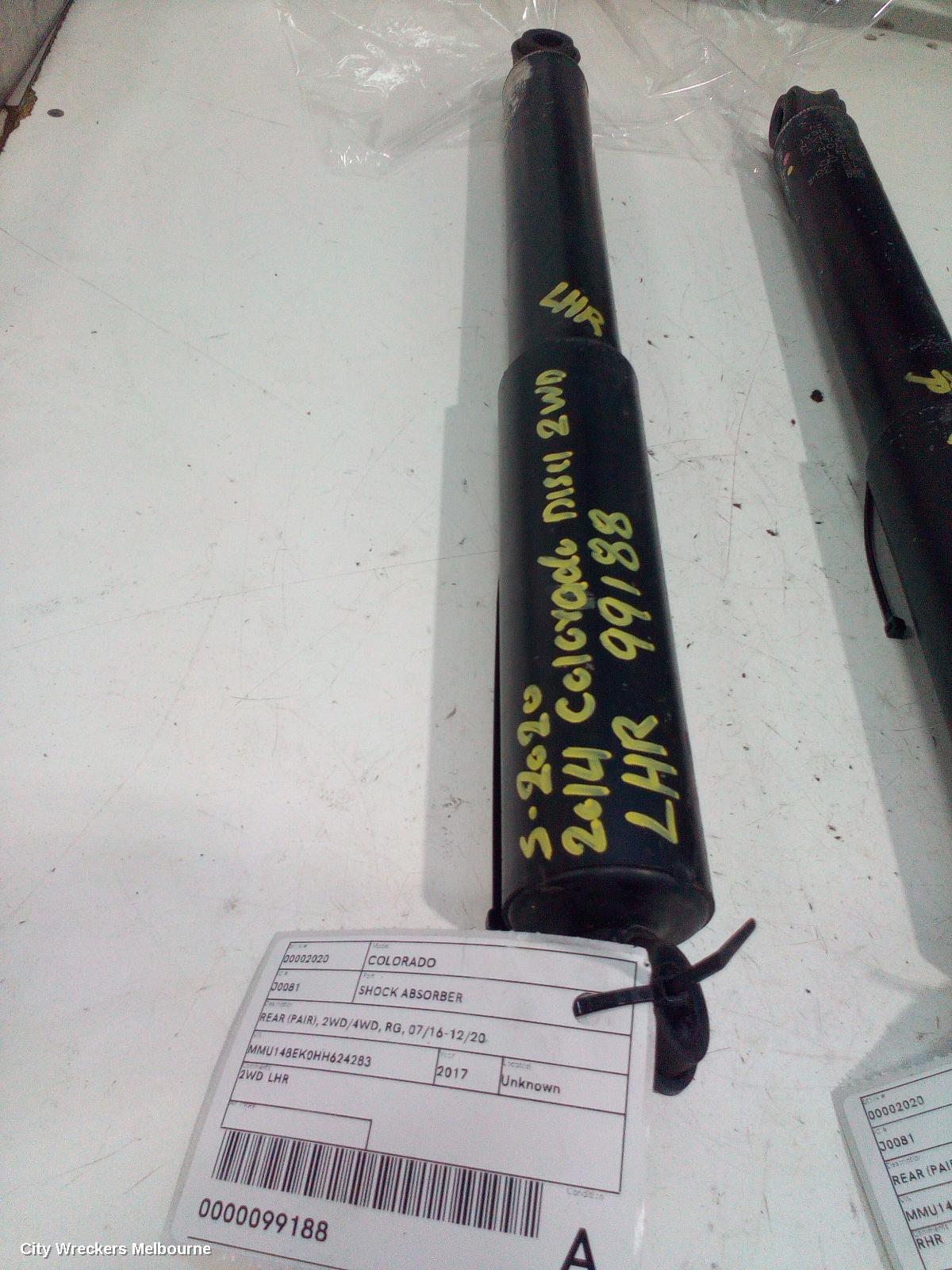 HOLDEN COLORADO SHOCK ABSORBER, REAR (PAIR), 2WD/4WD, RG, 07/2016 - 12/2020