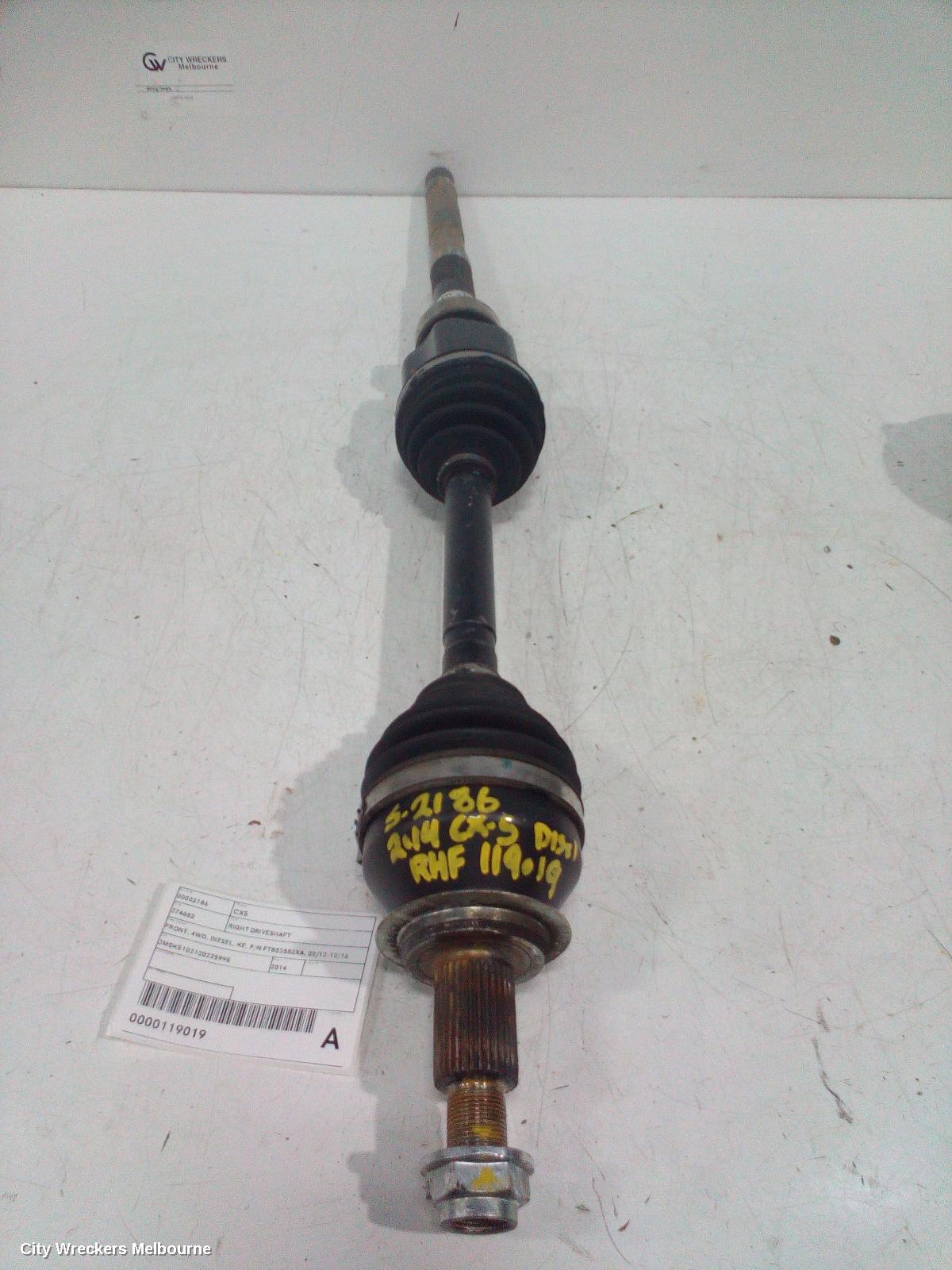 MAZDA CX5 RIGHT DRIVESHAFT, FRONT, 4WD, DIESEL, KE, P/N FTB52550XA, 02/2012 - 12/2016