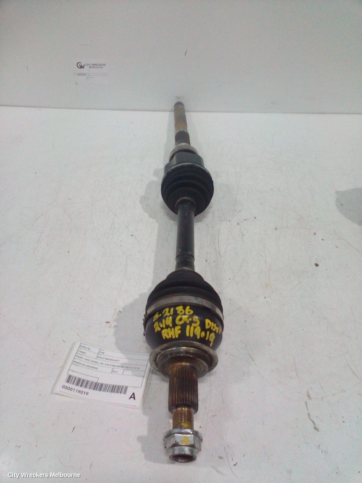 MAZDA CX5 RIGHT DRIVESHAFT, FRONT, 4WD, DIESEL, KE, P/N FTB52550XA, 02/2012 - 12/2016