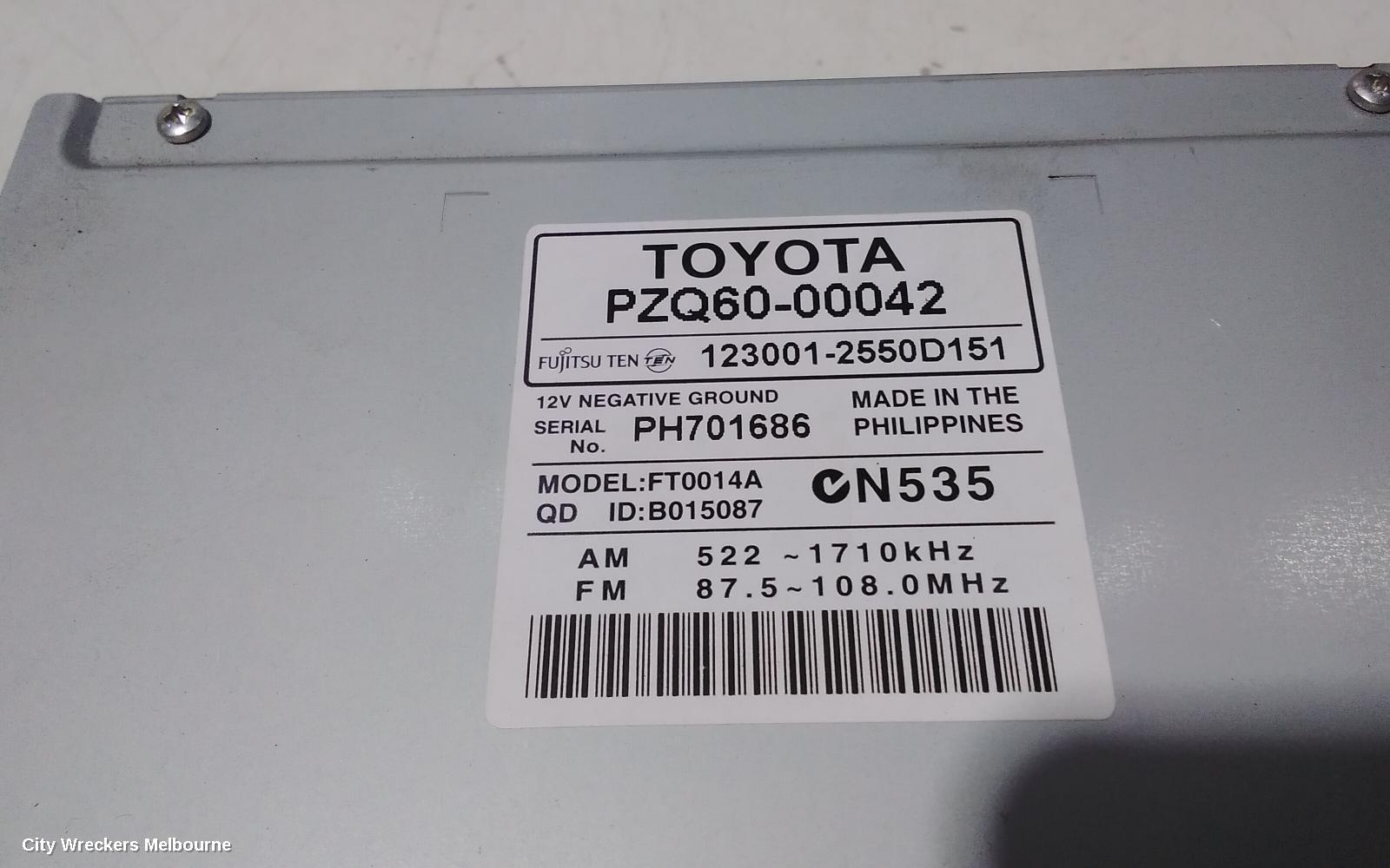TOYOTA COROLLA RADIO/CD/DVD/SAT/TV, RADIO/CD PLAYER, ZRE152/20153R, BLACK BUTTON, 03/2007 - 10/2013