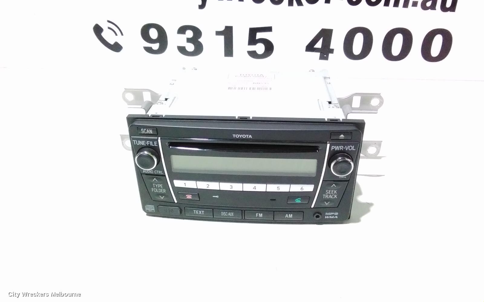 TOYOTA COROLLA RADIO/CD/DVD/SAT/TV, RADIO/CD PLAYER, ZRE152/20153R, BLACK BUTTON, 03/2007 - 10/2013