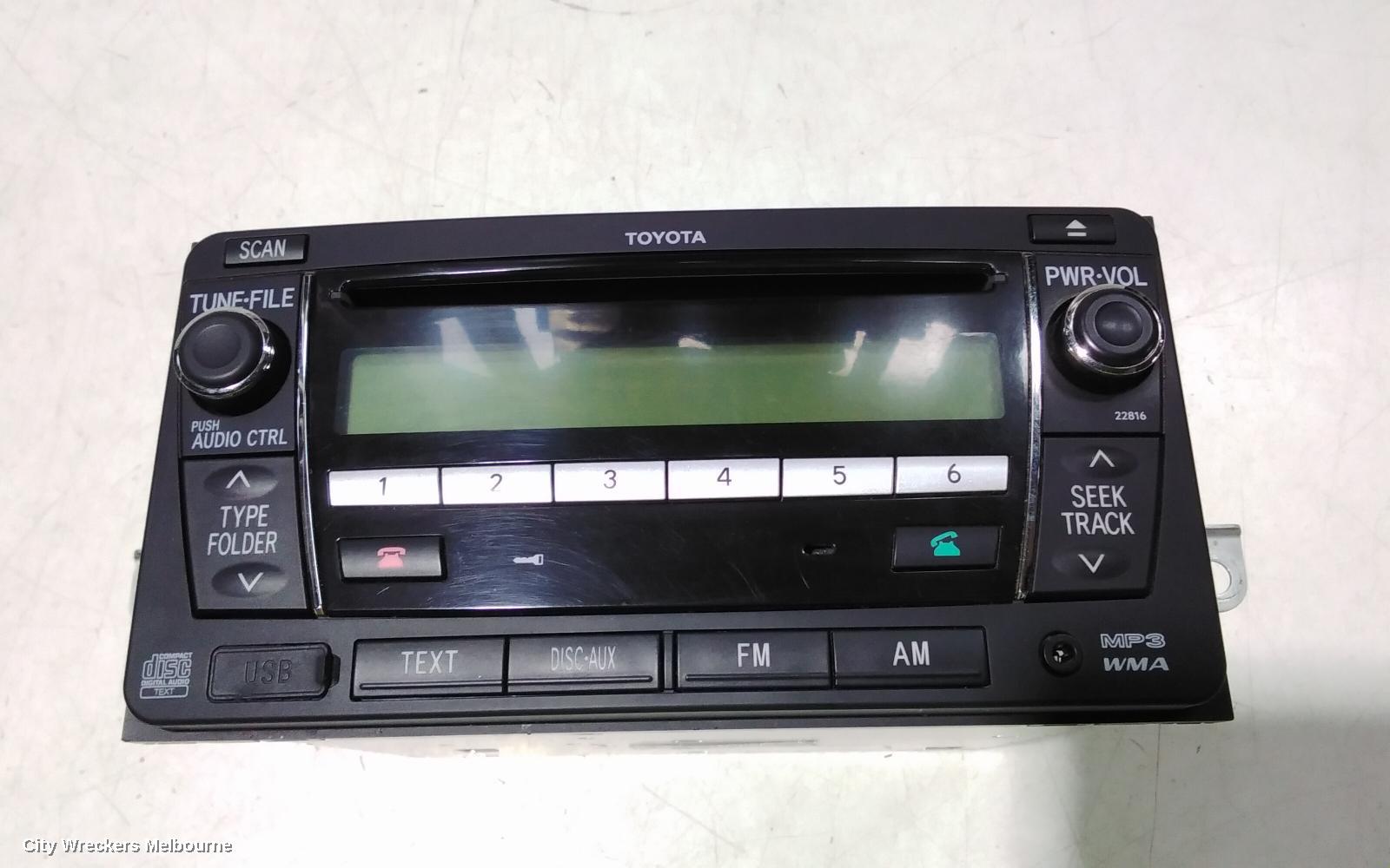 TOYOTA COROLLA RADIO/CD/DVD/SAT/TV, RADIO/CD PLAYER, ZRE152/20153R, BLACK BUTTON, 03/2007 - 10/2013
