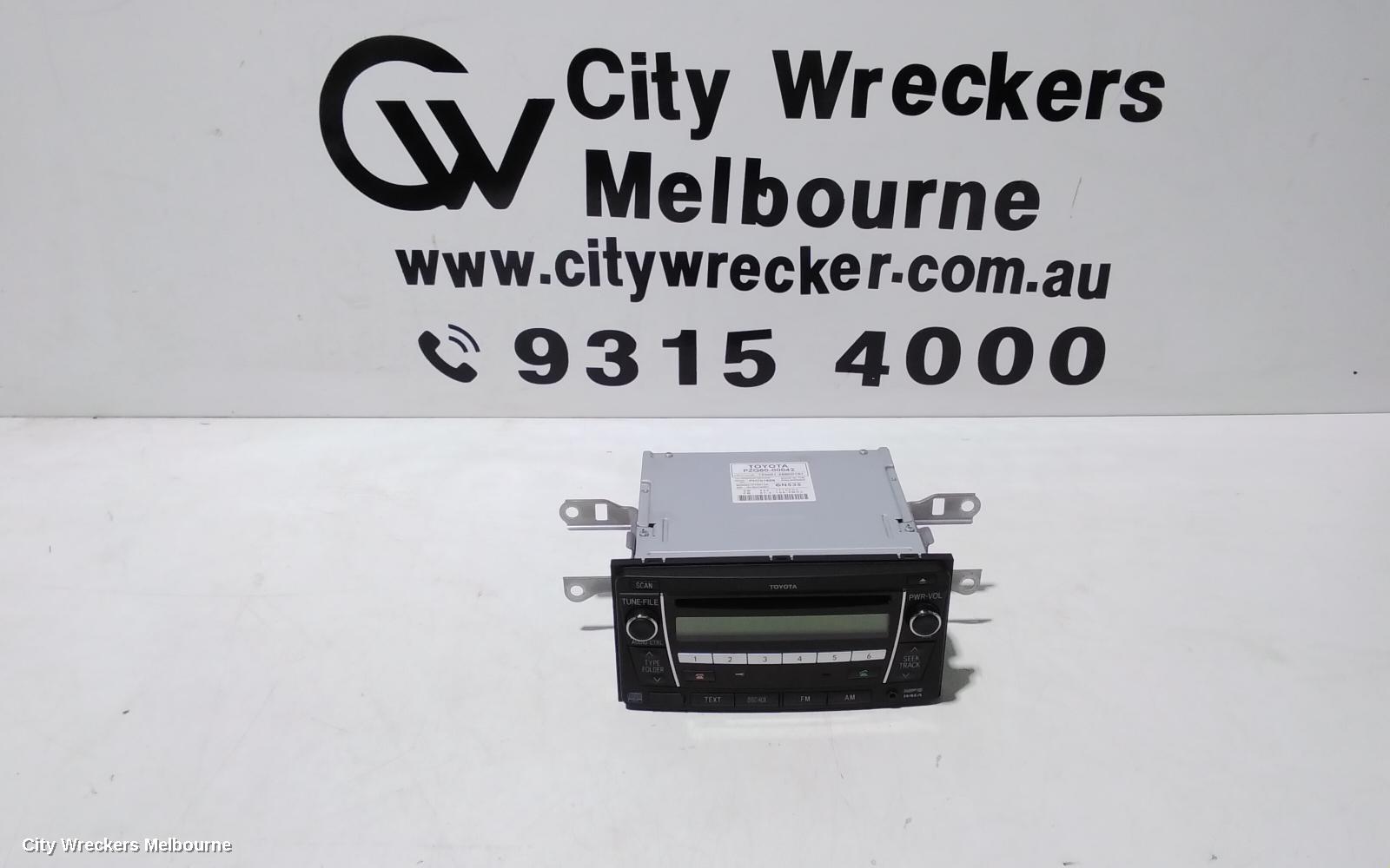 TOYOTA COROLLA RADIO/CD/DVD/SAT/TV, RADIO/CD PLAYER, ZRE152/20153R, BLACK BUTTON, 03/2007 - 10/2013