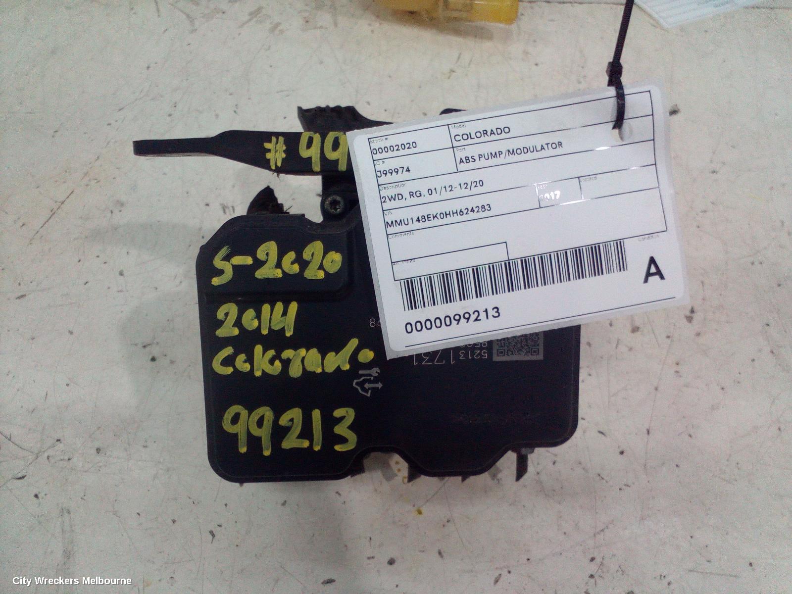 HOLDEN COLORADO ABS PUMP/MODULATOR, RG/RG7, P/N 52131731, 12/2012 - 12/2020