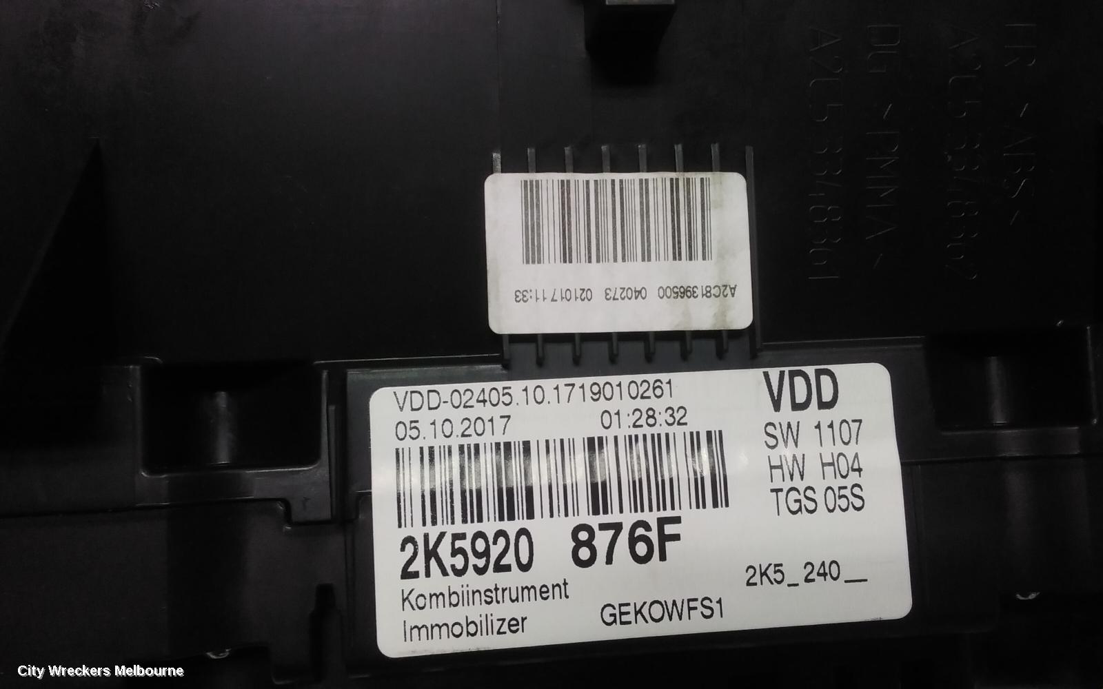 VOLKSWAGEN CADDY INSTRUMENT CLUSTER, DIESEL, 2KN, 12/2015 - 02/2021