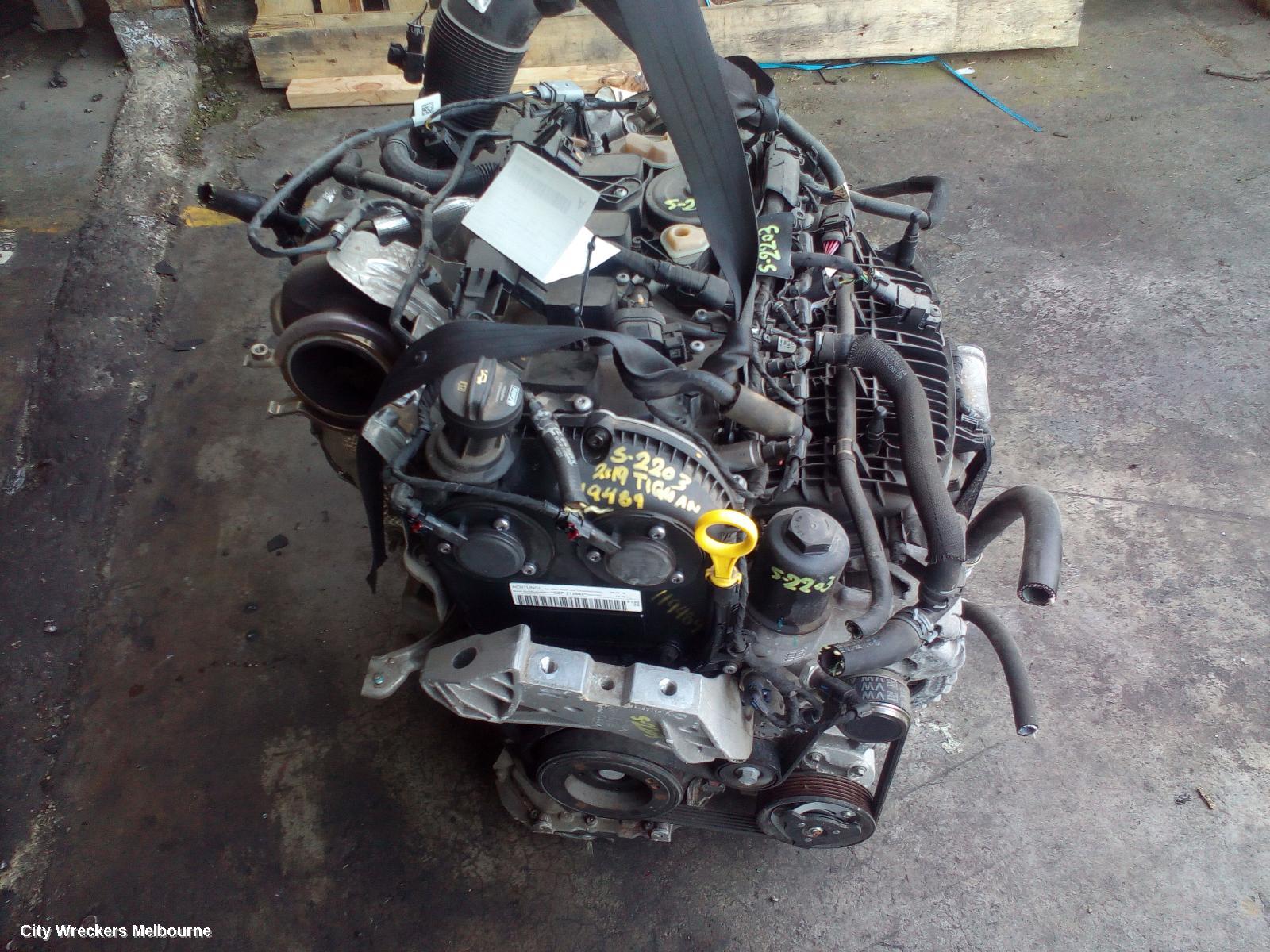 VOLKSWAGEN TIGUAN ENGINE, PETROL, 2.0, TURBO, CZPA CODE, 5NA, 06/2016 ONWARDS