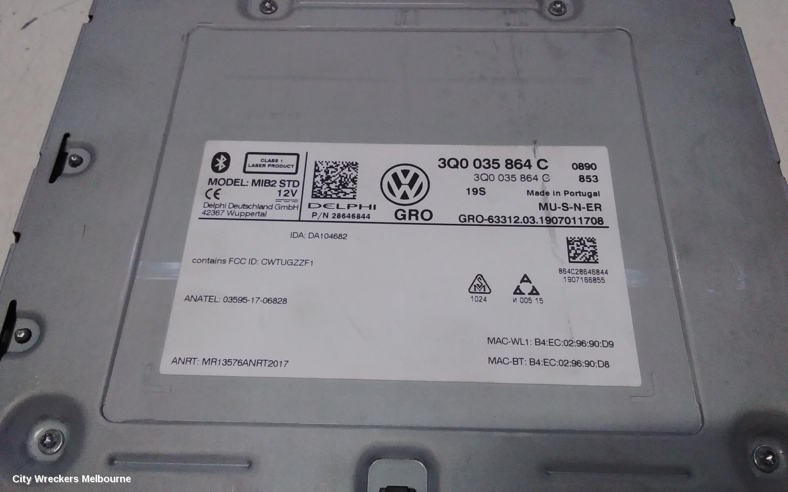 VOLKSWAGEN TIGUAN RADIO/CD/DVD/SAT/TV, DISPLAY UNIT, DISCOVER PRO 8IN, SAT NAV TYPE, 5NA, 06/2016 ONWARDS
