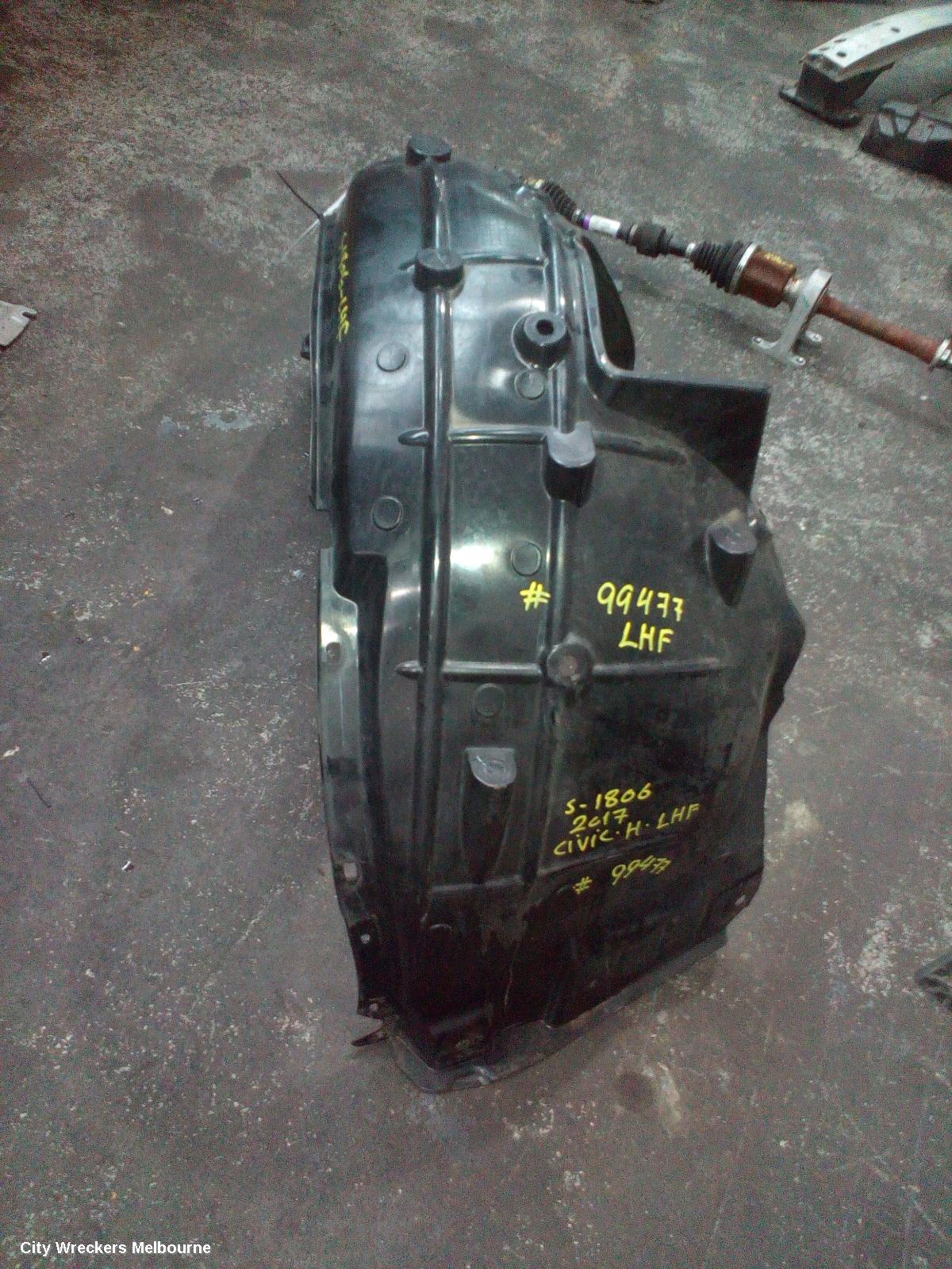 HONDA CIVIC LEFT GUARD LINER, 10TH GEN, HATCH, RS, 02/2017 - 08/2021