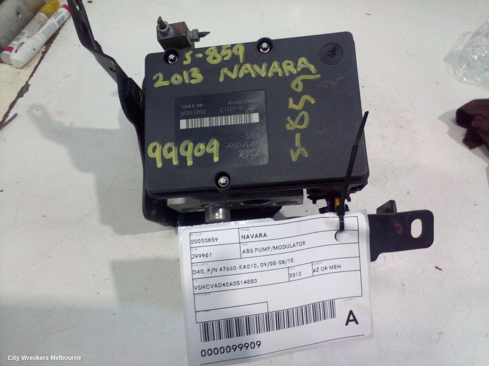 NISSAN NAVARA ABS PUMP/MODULATOR, D40, P/N 47660-EA010, 09/2005 - 08/2015