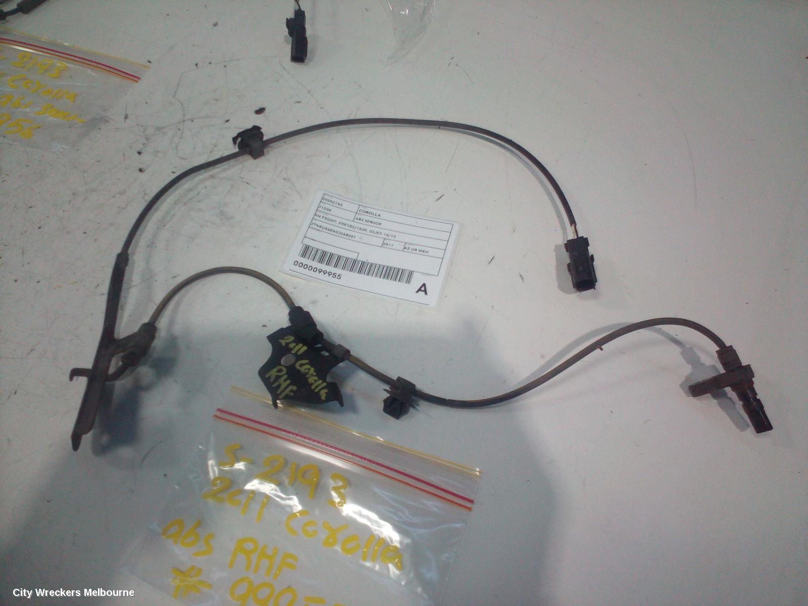 TOYOTA COROLLA ABS SENSOR, RH FRONT, ZRE152/20153R, 03/2007 - 10/2013