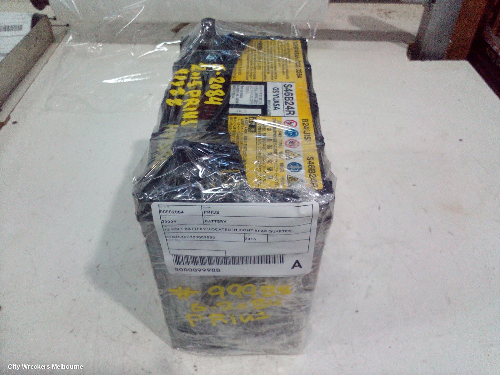 TOYOTA PRIUS BATTERY, 12 VOLT BATTERY (LOCATED IN RIGHT REAR QUARTER), ZVW40R, PRIUS V, 05/2012 - 03/2021