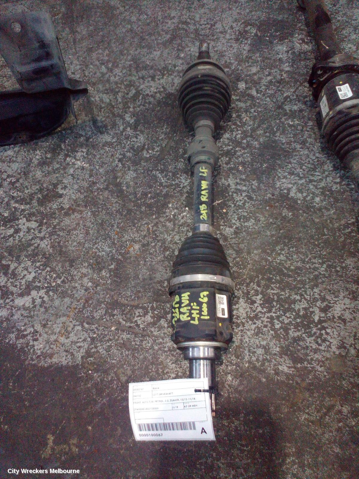 TOYOTA RAV4 LEFT DRIVESHAFT, FRONT, AUTO T/M, PETROL, 2.0, ZSA42R, 12/2012 - 11/2018