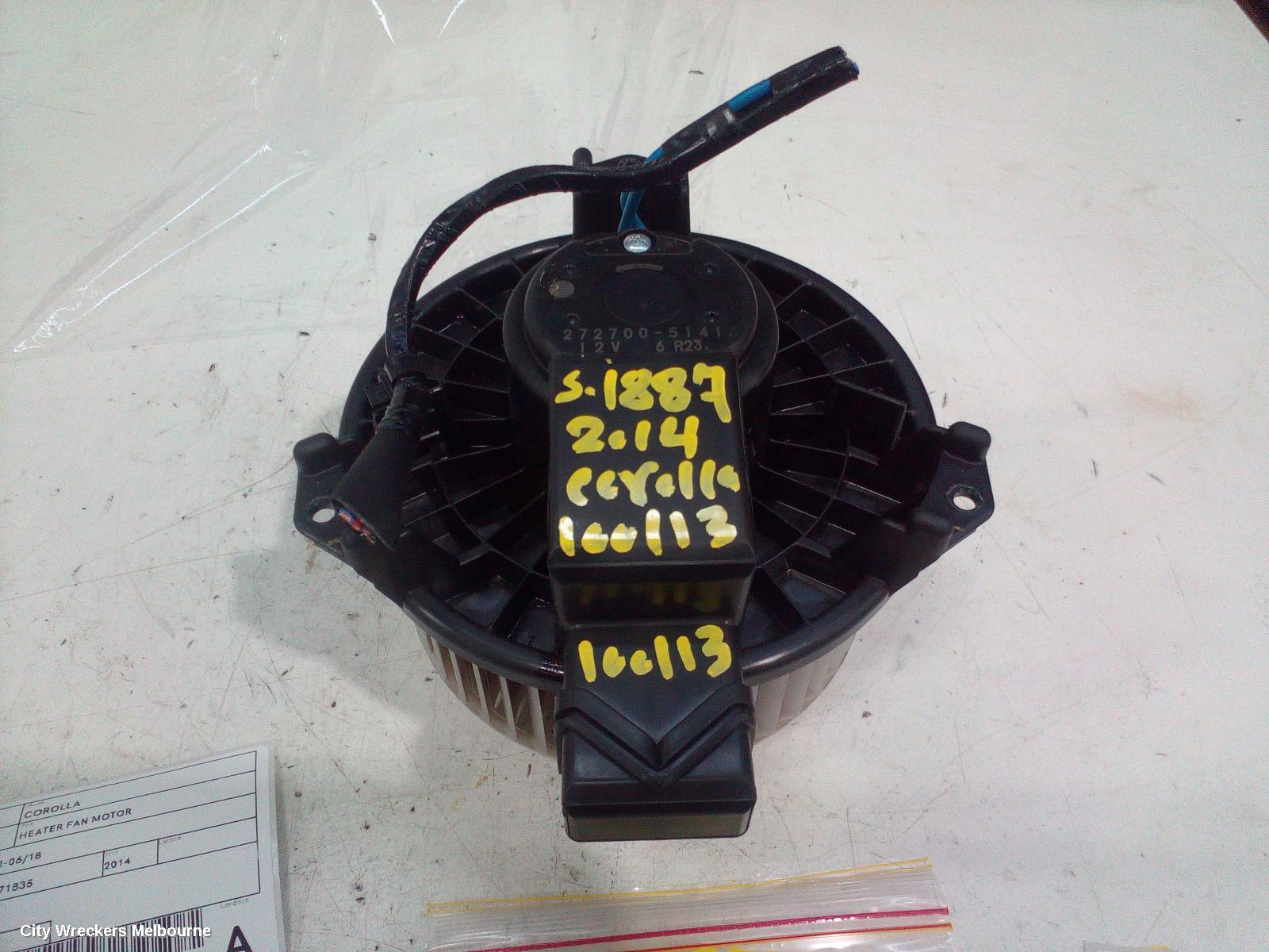TOYOTA COROLLA HEATER FAN MOTOR, ZRE182R, 10/2012 - 06/2018