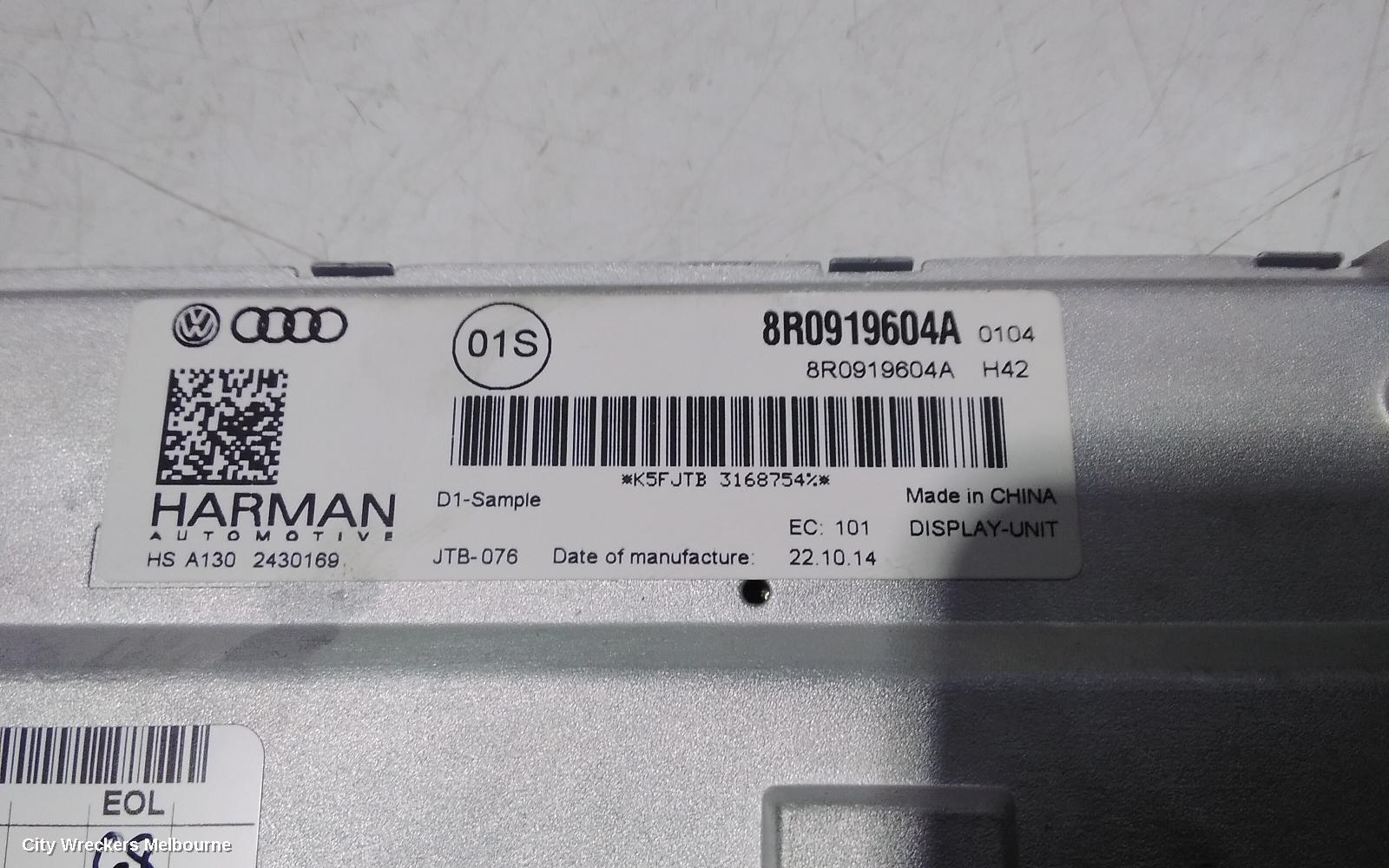 AUDI A5 RADIO/CD/DVD/SAT/TV, DISPLAY UNIT, 7IN SAT NAV TYPE, 8T, 12/2009 - 11/2016