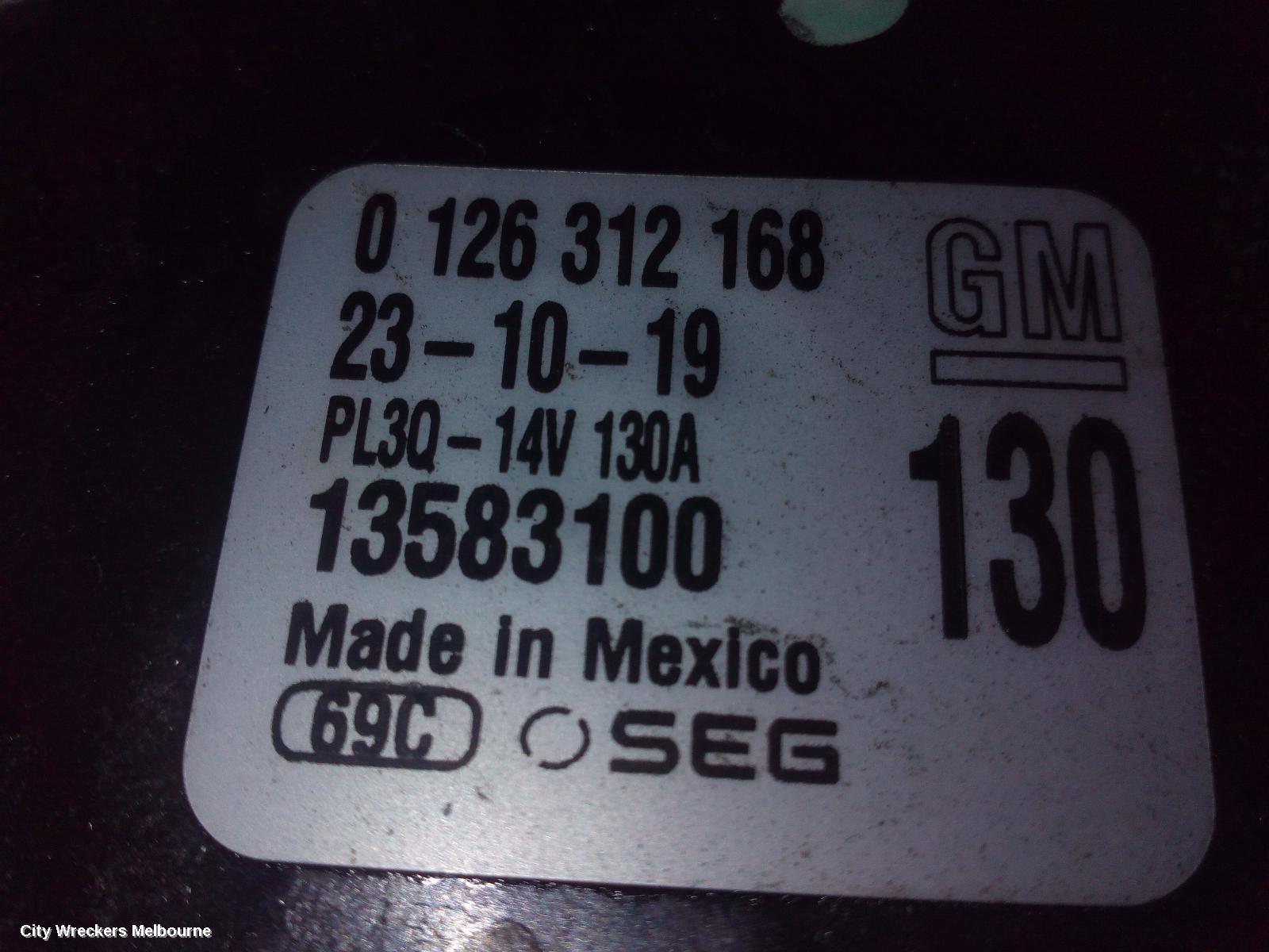 HOLDEN EQUINOX ALTERNATOR, PETROL, 1.5, TURBO, EQ, 09/2017 - 12/2020