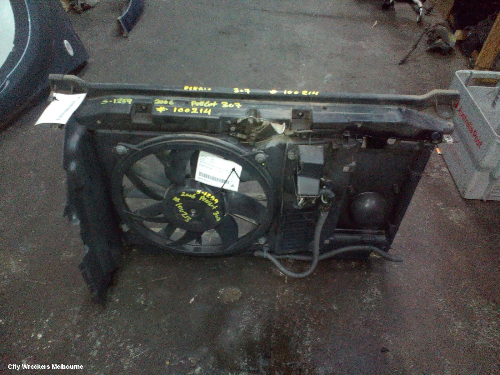 PEUGEOT 307 FAN, RADIATOR FAN, 130 WATT, 6 BLADE, T6, 10/2005 - 12/2006