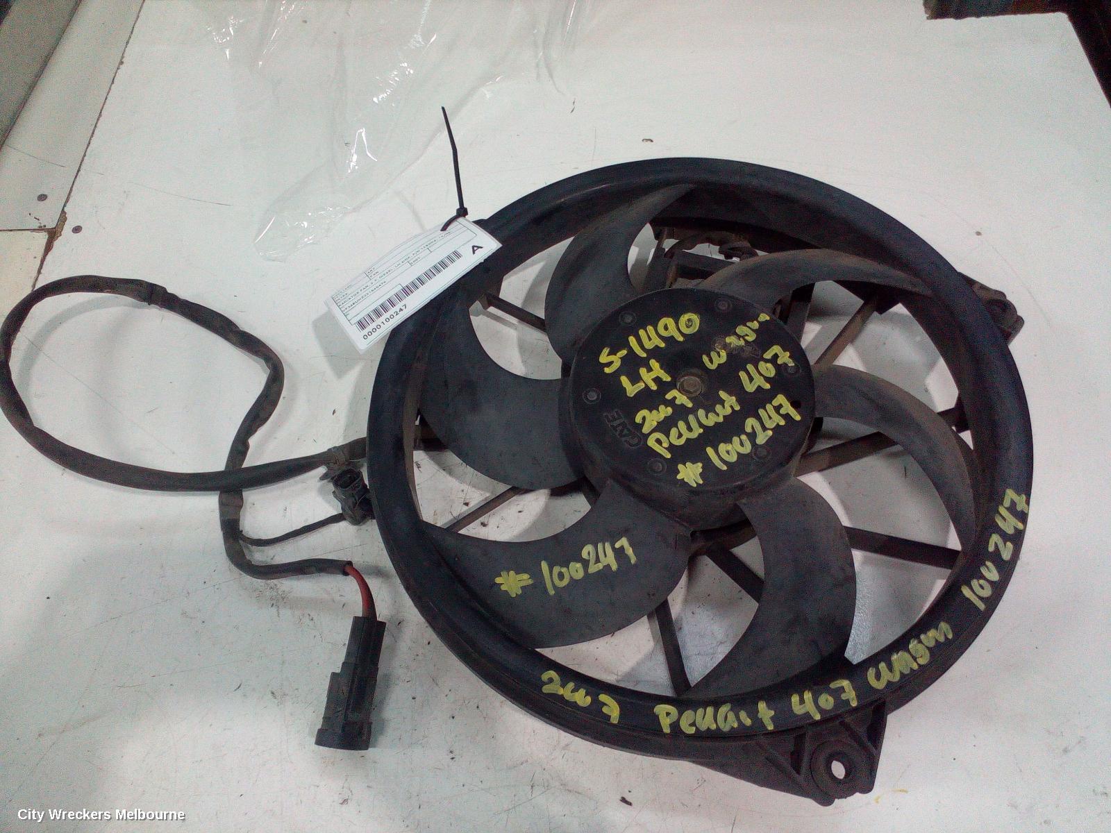 PEUGEOT 407 FAN, RADIATOR FAN, 2.7, DIESEL, LH SIDE, P/N 1253K6, 12/2005 - 12/2011