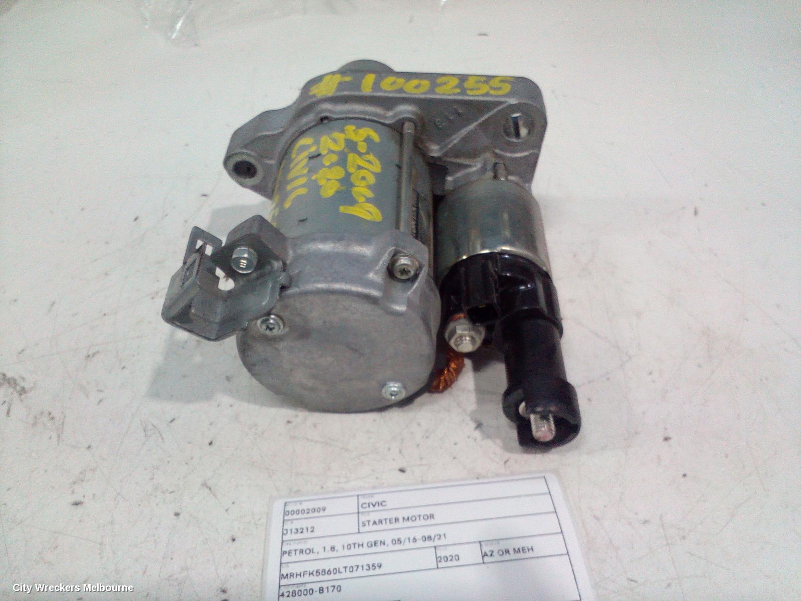 HONDA CIVIC STARTER, PETROL, 1.8, 10TH GEN, 05/2016 - 08/2021