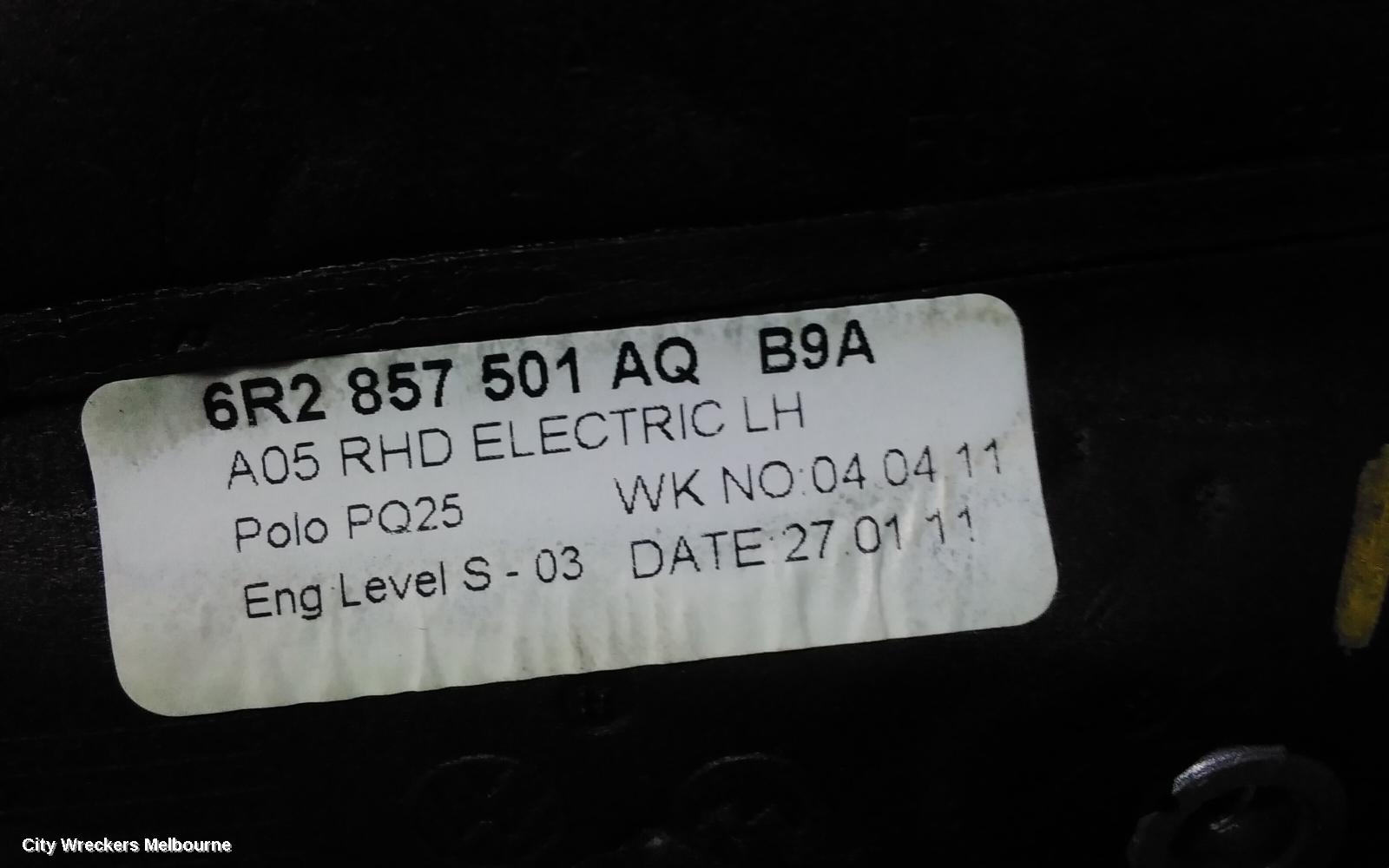VOLKSWAGEN POLO LEFT DOOR MIRROR, 6R, HEATED TYPE, 05/2010 - 05/2014