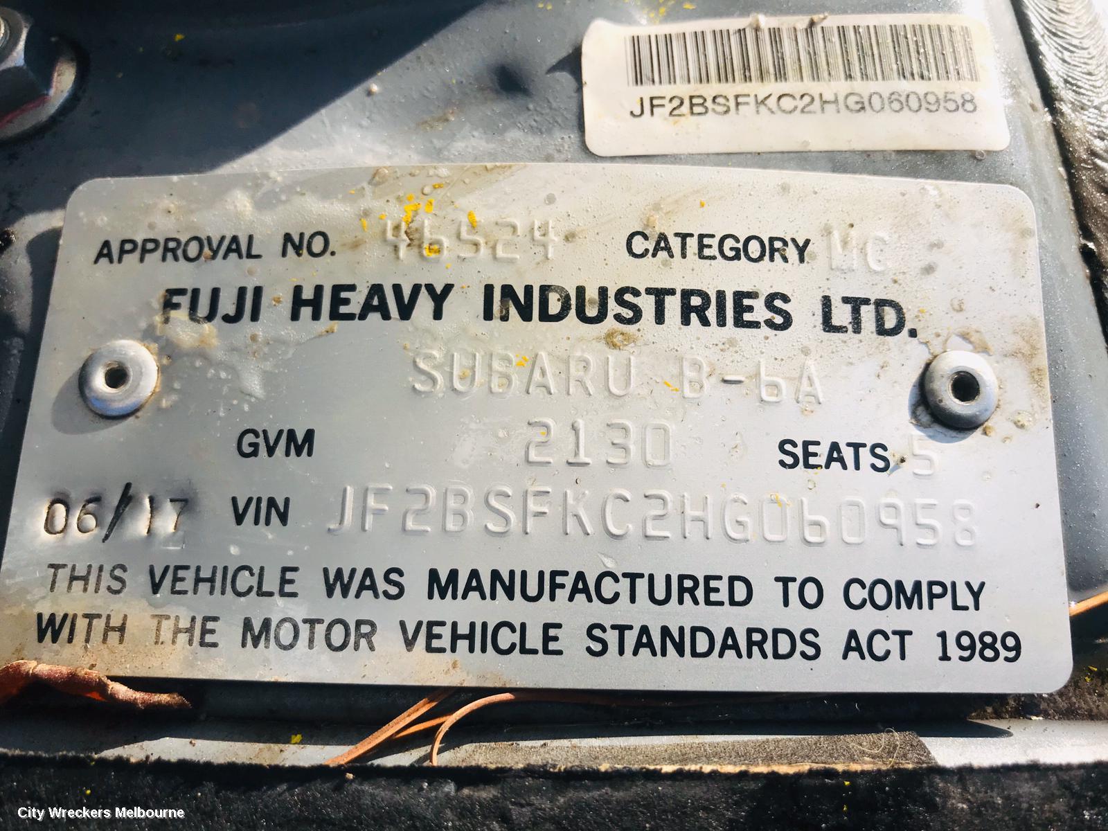 SUBARU OUTBACK SUNVISOR, 6TH GEN, RH SIDE, 08/2014 - 12/2020