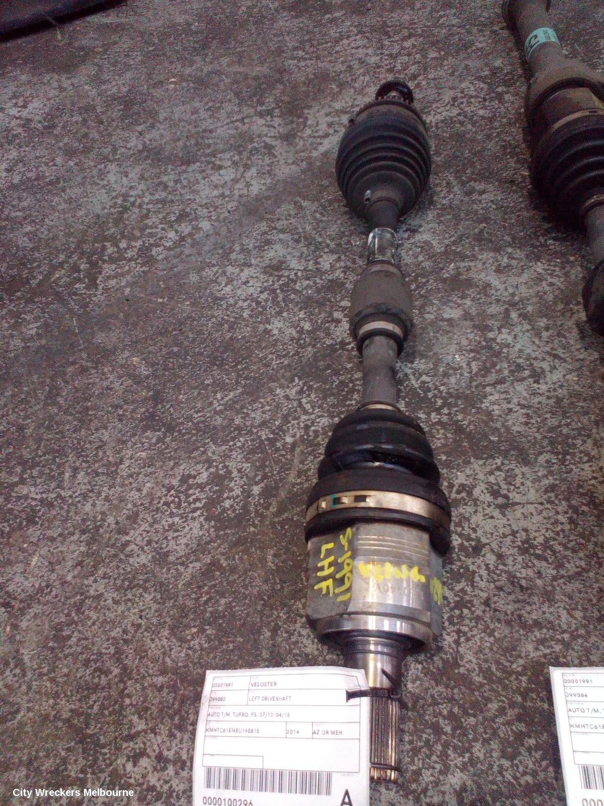 HYUNDAI VELOSTER LEFT DRIVESHAFT, AUTO T/M, TURBO, FS, 07/2012 - 04/2015