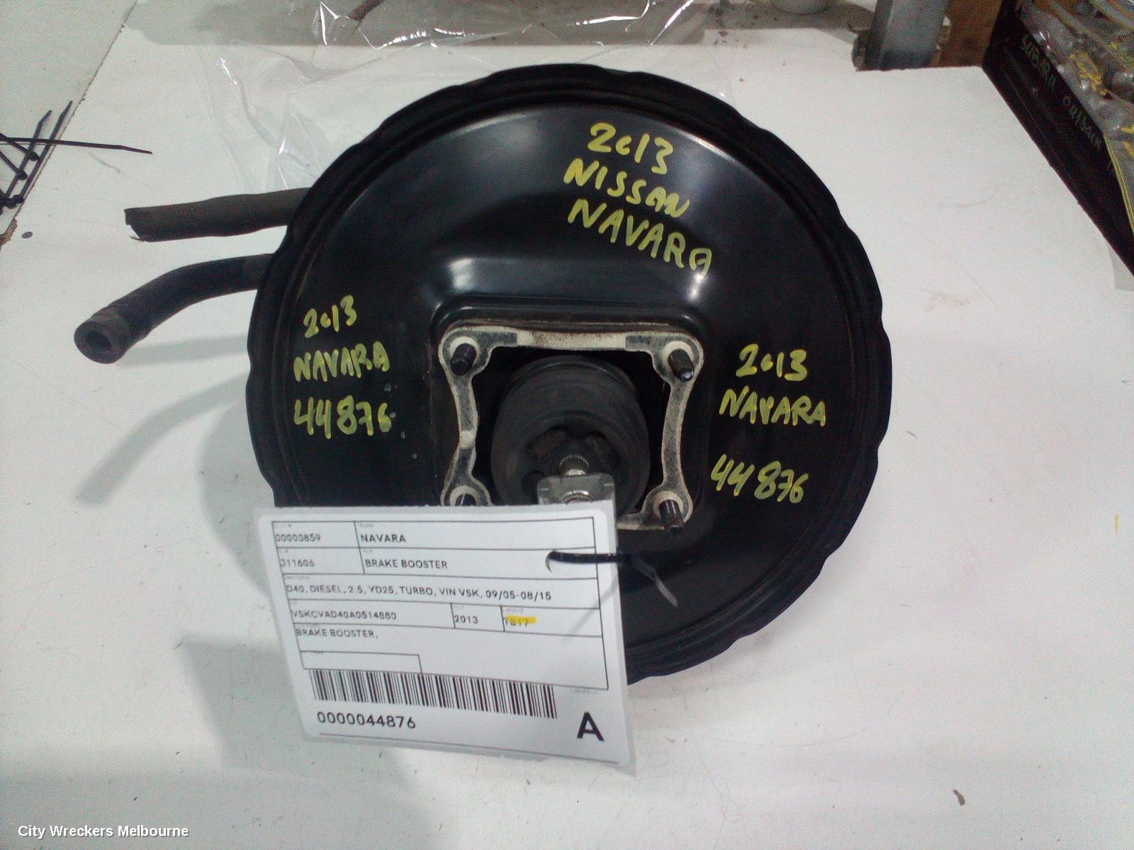 NISSAN NAVARA BRAKE BOOSTER, D40, DIESEL, 2.5, YD25, TURBO, VIN VSK, 09/2005 - 08/2015
