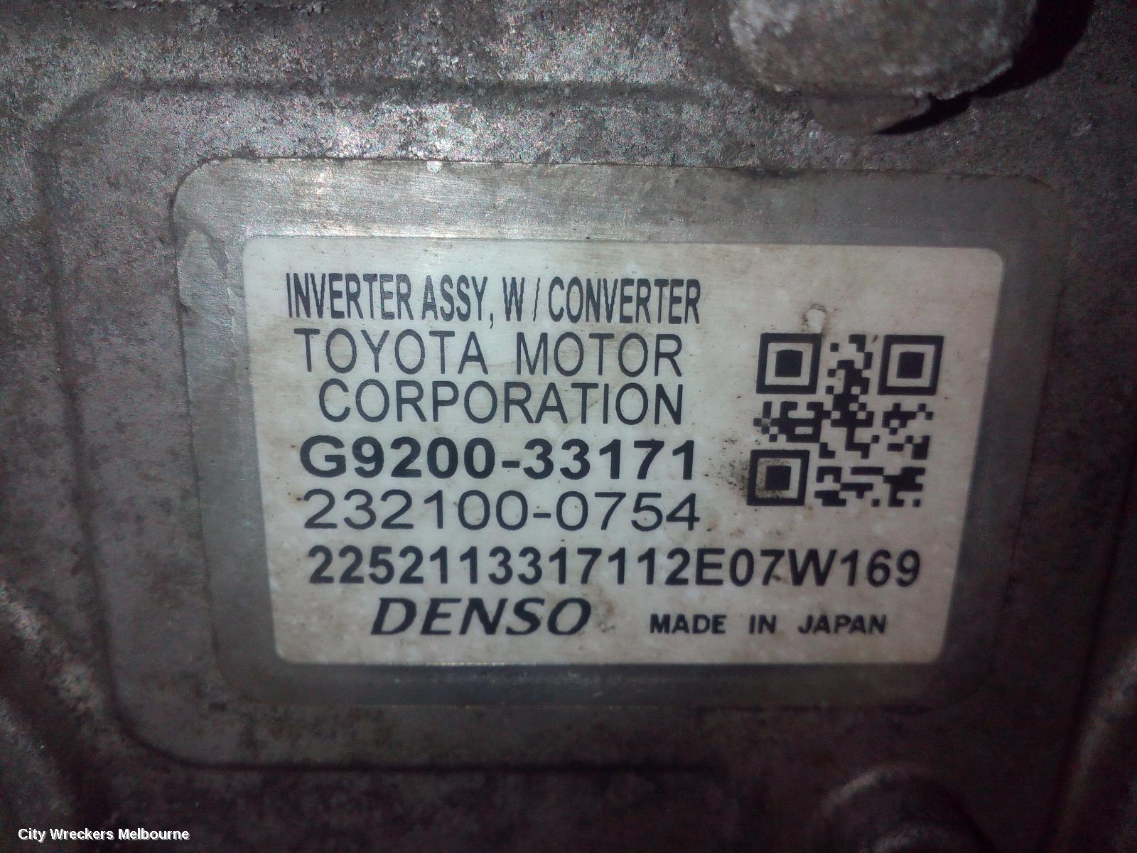 TOYOTA CAMRY INVERTER, HYBRID INVERTER, AVV50R, 03/2012 - 10/2017