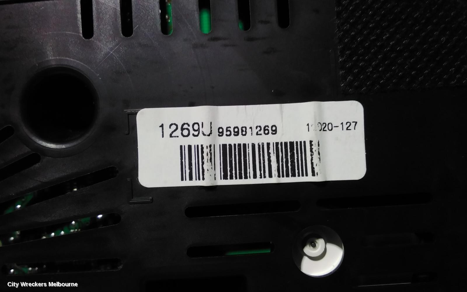 HOLDEN CRUZE INSTRUMENT CLUSTER, INSTRUMENT CLUSTER, PETROL, MANUAL, 1.8, JG, 03/2009 - 02/2011