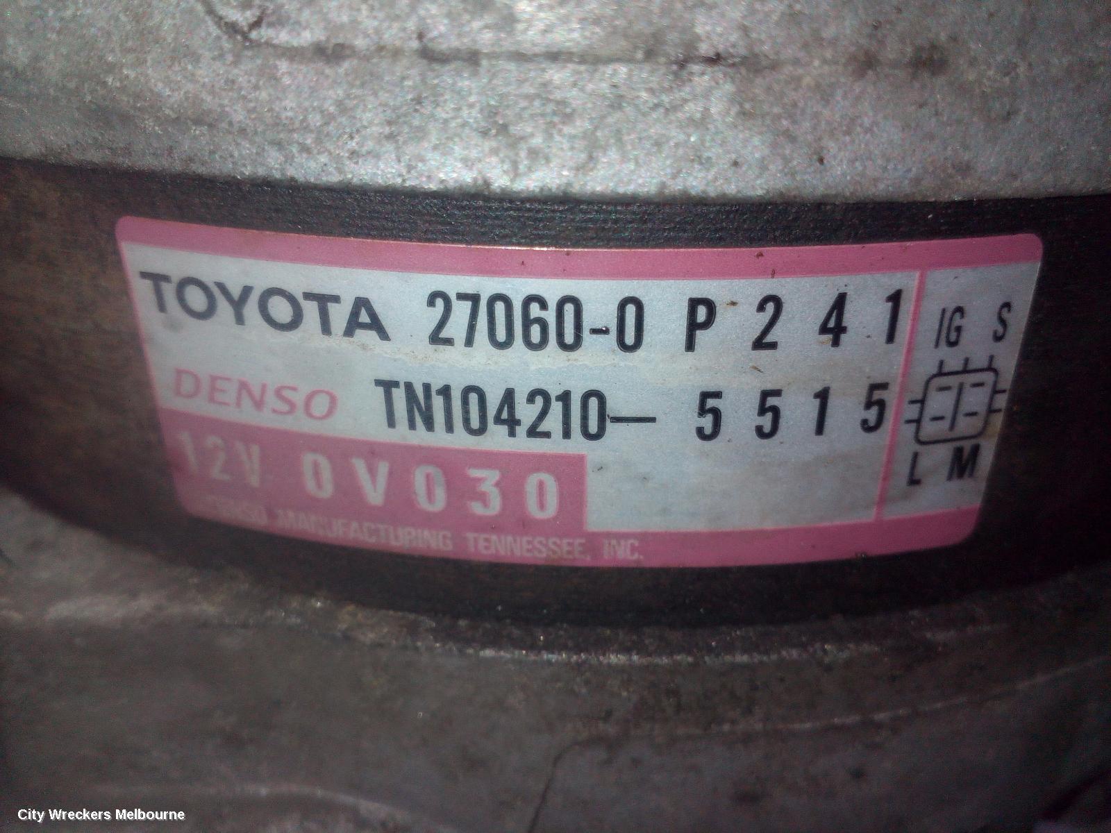 TOYOTA KLUGER ALTERNATOR, PETROL, 3.5, 2GR-FE, GSU50/GSU55, 03/2014 - 10/2016