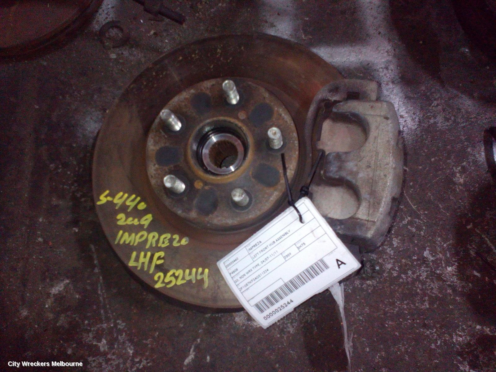 SUBARU IMPREZA LEFT FRONT HUB ASSEMBLY, G3, NON WRX TYPE, 04/2007 - 11/2011