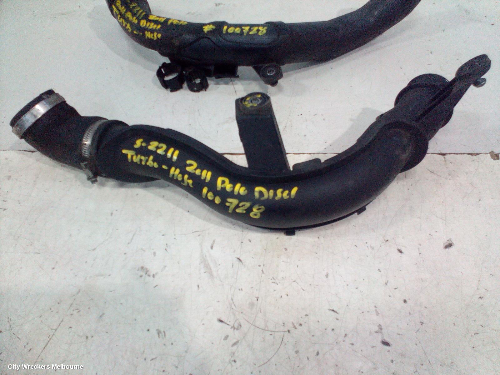 VOLKSWAGEN POLO, 6R, 05/2010 - 09/2017, TURBO HOSE: 100728
