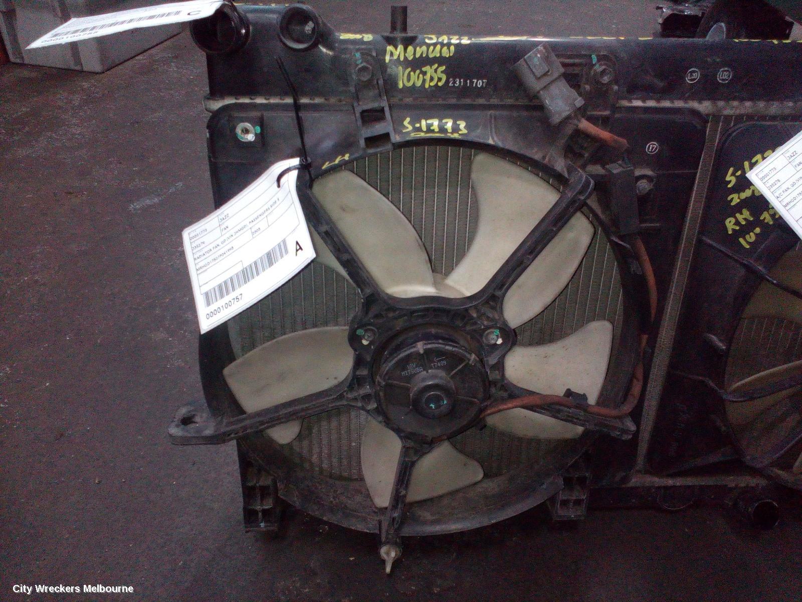 HONDA JAZZ FAN, RADIATOR FAN, GD (VIN JHMGD), PASSENGERS SIDE 5 BLADES, 03/2006 - 09/2008