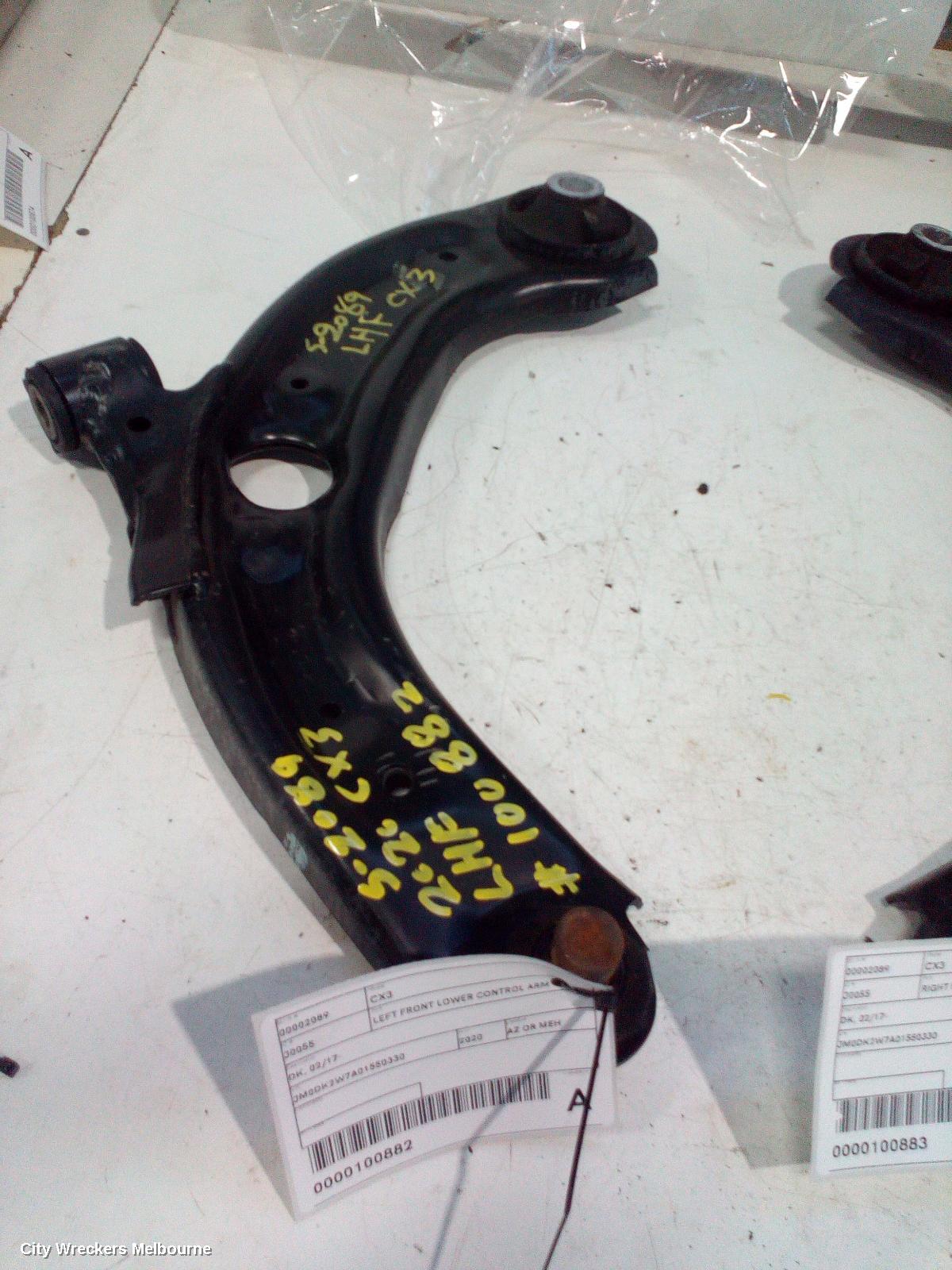 MAZDA CX3 LEFT FRONT LOWER CONTROL ARM, DK, 02/2017 ONWARDS