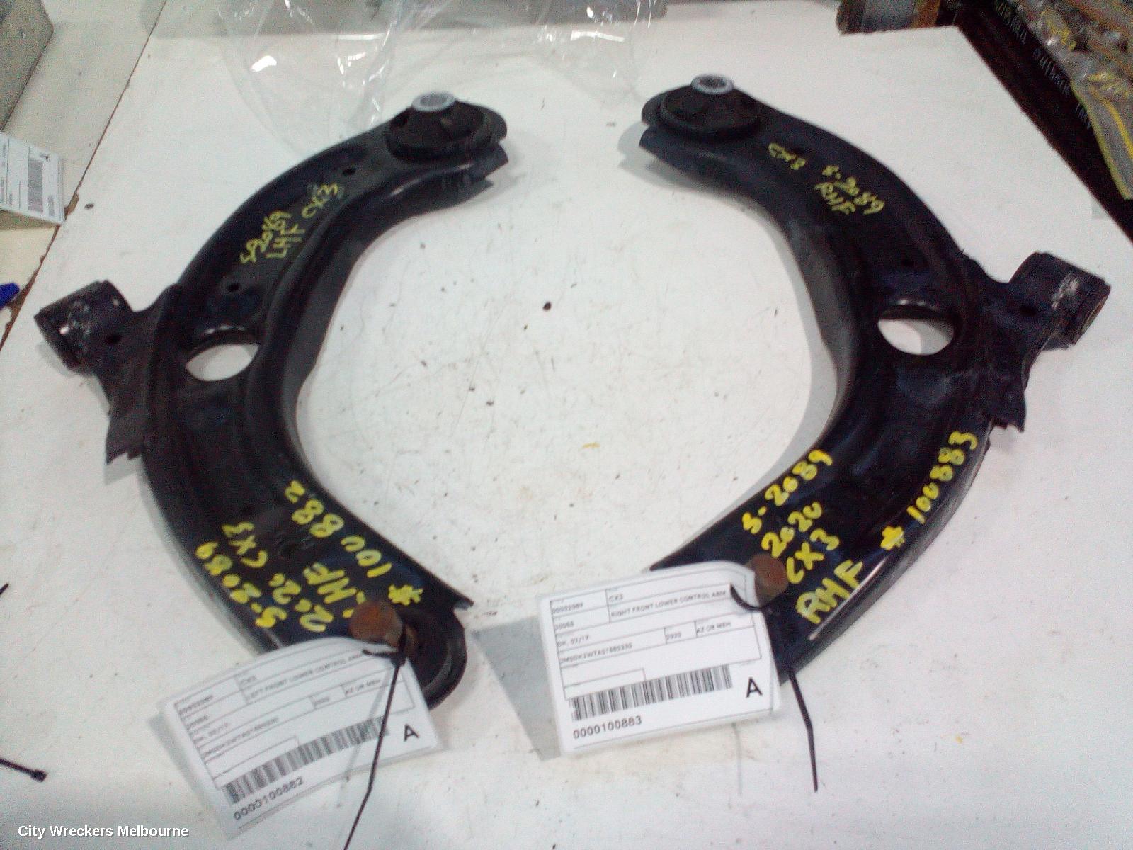 MAZDA CX3 RIGHT FRONT LOWER CONTROL ARM, DK, 02/2017 ONWARDS
