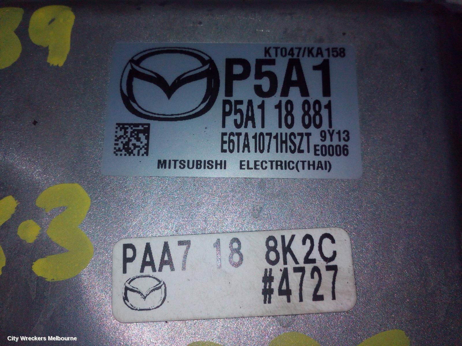 MAZDA CX3 ECU, ENGINE ECU, 2.0, PETROL, SKYACTIV-G, P/N P5A118881, ECU ONLY, DK, 03/2015 ONWARDS