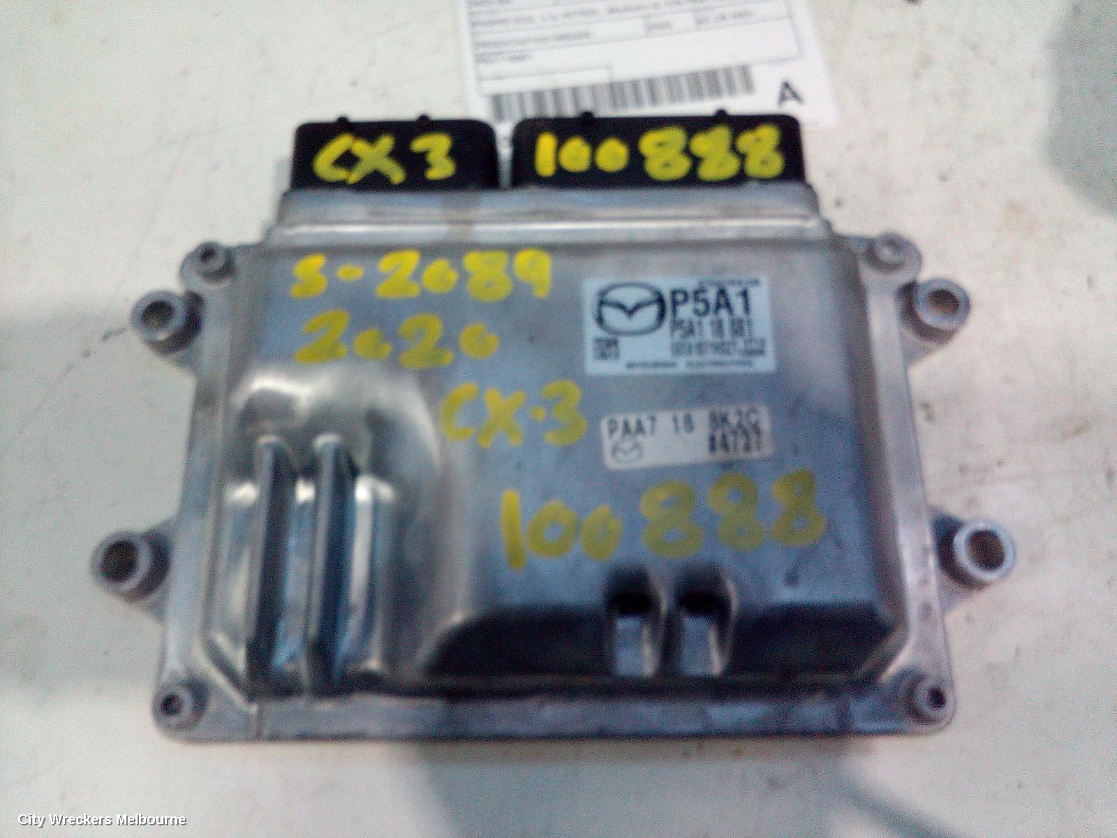 MAZDA CX3 ECU, ENGINE ECU, 2.0, PETROL, SKYACTIV-G, P/N P5A118881, ECU ONLY, DK, 03/2015 ONWARDS