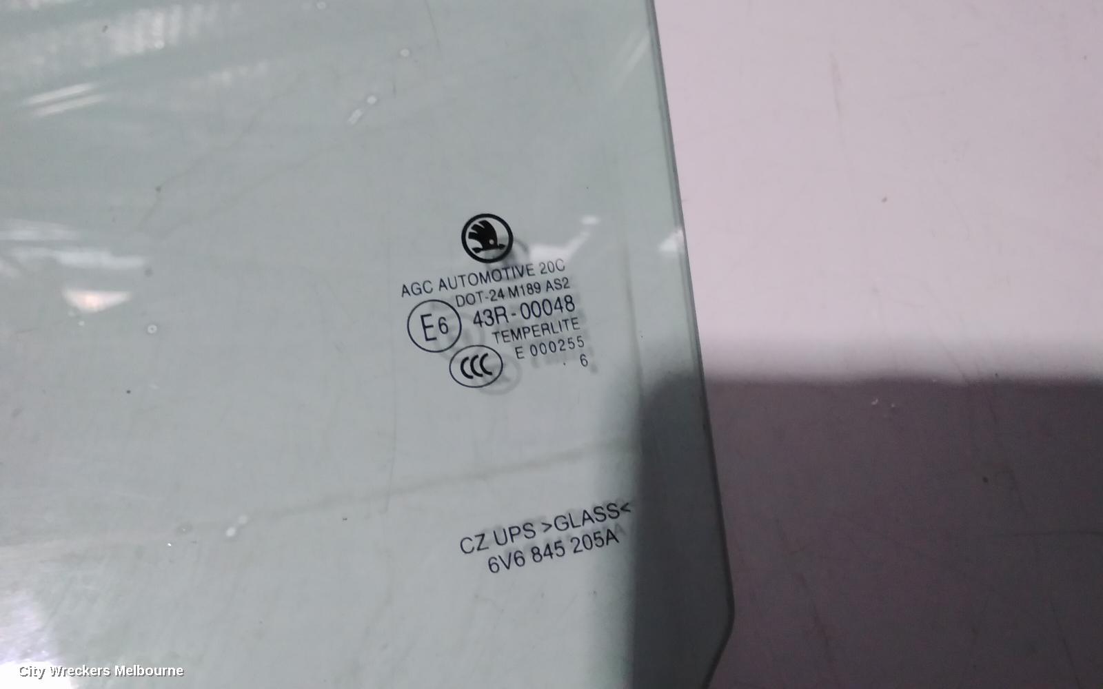 SKODA FABIA LEFT REAR DOOR WINDOW, NJ, PRIVACY TINT TYPE, HATCH, 01/2015 - 08/2021