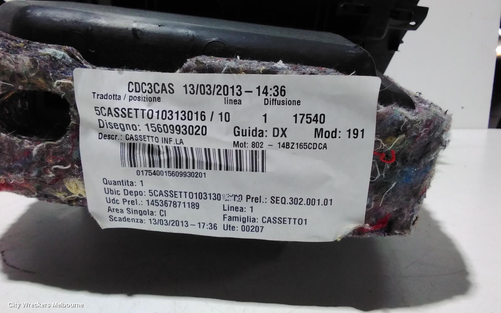 ALFA ROMEO GIULIETTA GLOVE BOX, 940 SERIES, LH SIDE, 01/2011 ONWARDS