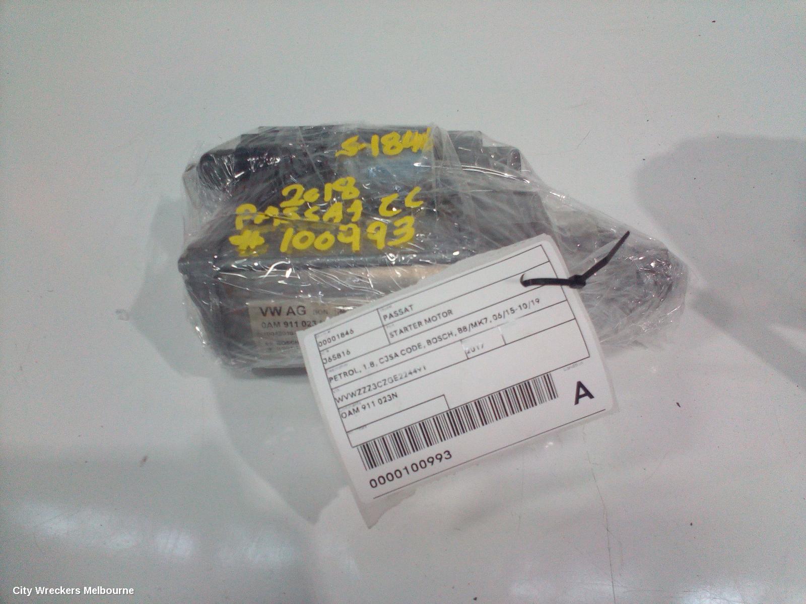 VOLKSWAGEN PASSAT STARTER, PETROL, 1.8, CJSA CODE, BOSCH, B8/MK7, 06/2015 - 10/2019