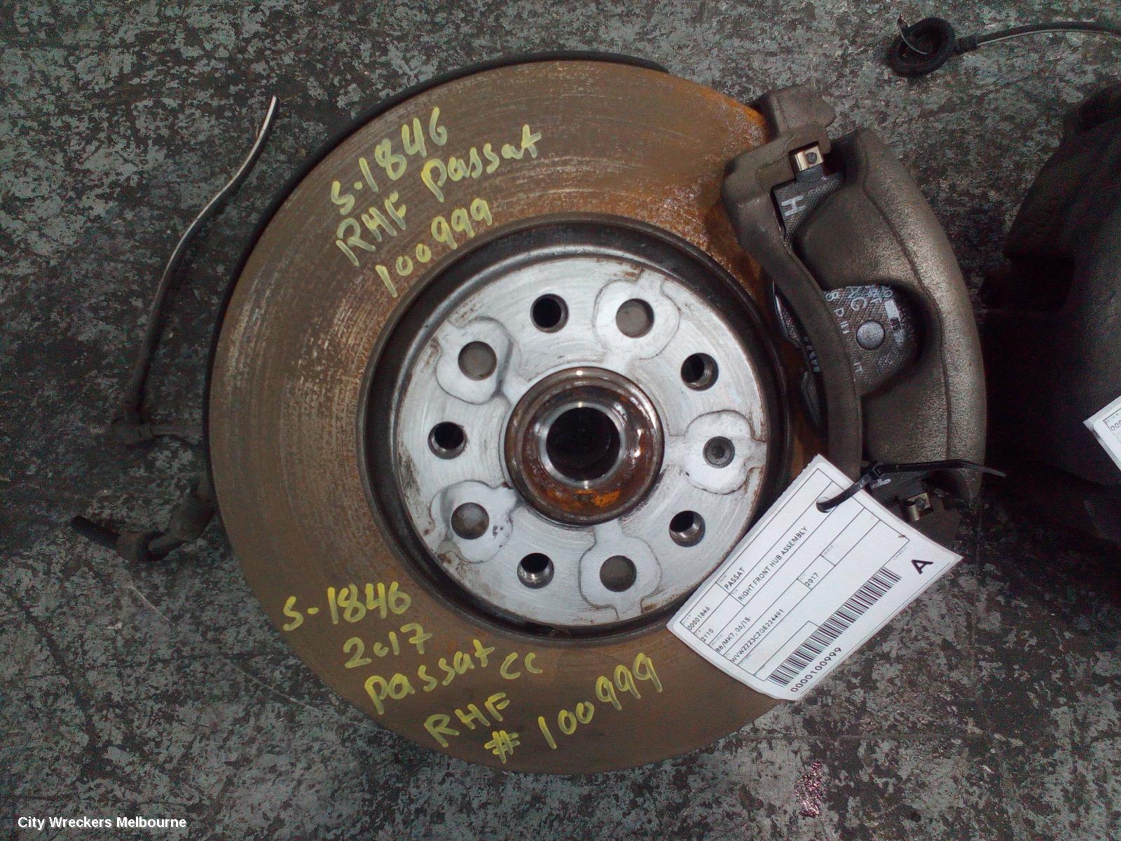 VOLKSWAGEN PASSAT RIGHT FRONT HUB ASSEMBLY, B8/MK7, 2WD, 06/2015 ONWARDS