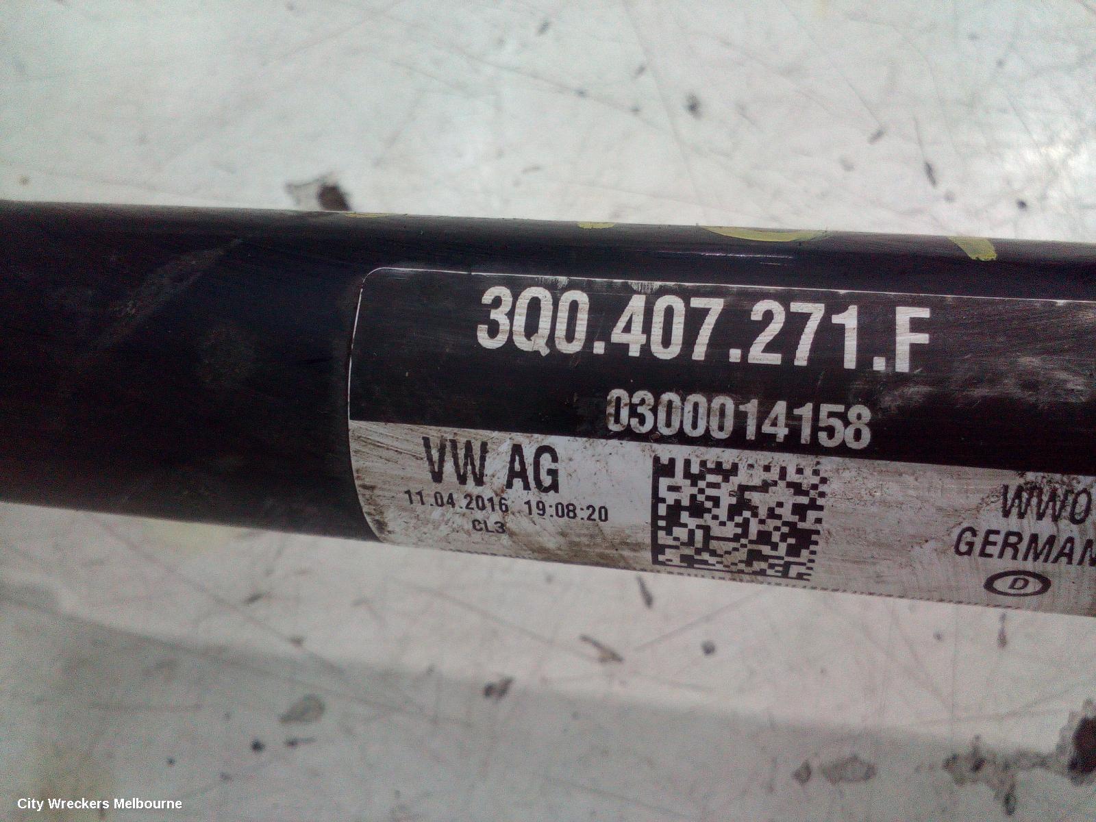 VOLKSWAGEN PASSAT LEFT DRIVESHAFT, FRONT, PETROL, 1.8, TURBO, B8/MK7, 06/2015 - 10/2019