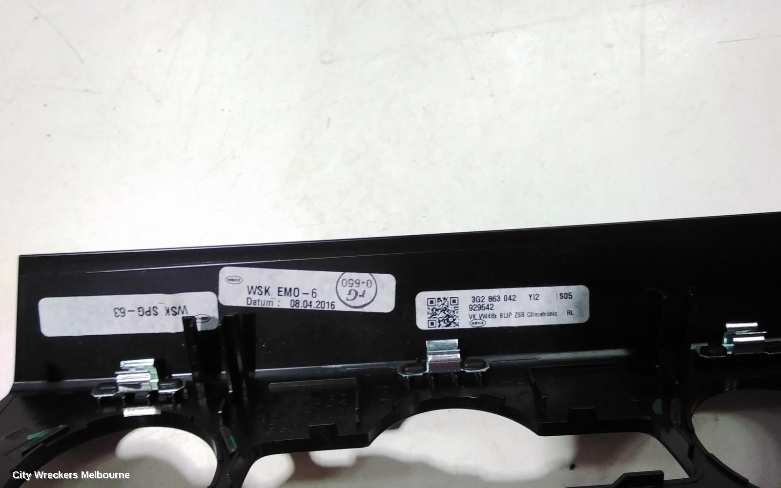 VOLKSWAGEN PASSAT HEATER/AC CONTROLS, B8/MK7, FRONT, 06/2015 - 10/2019